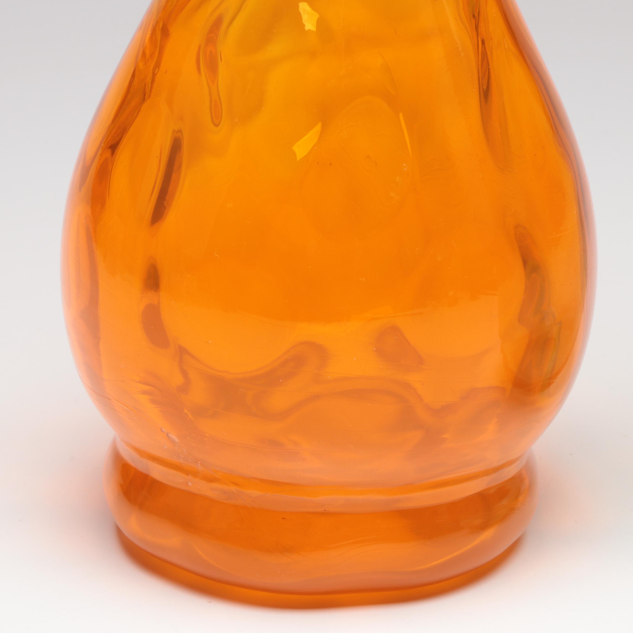 Suspended Bubble with Other Amber Glass Vases and Decanter
