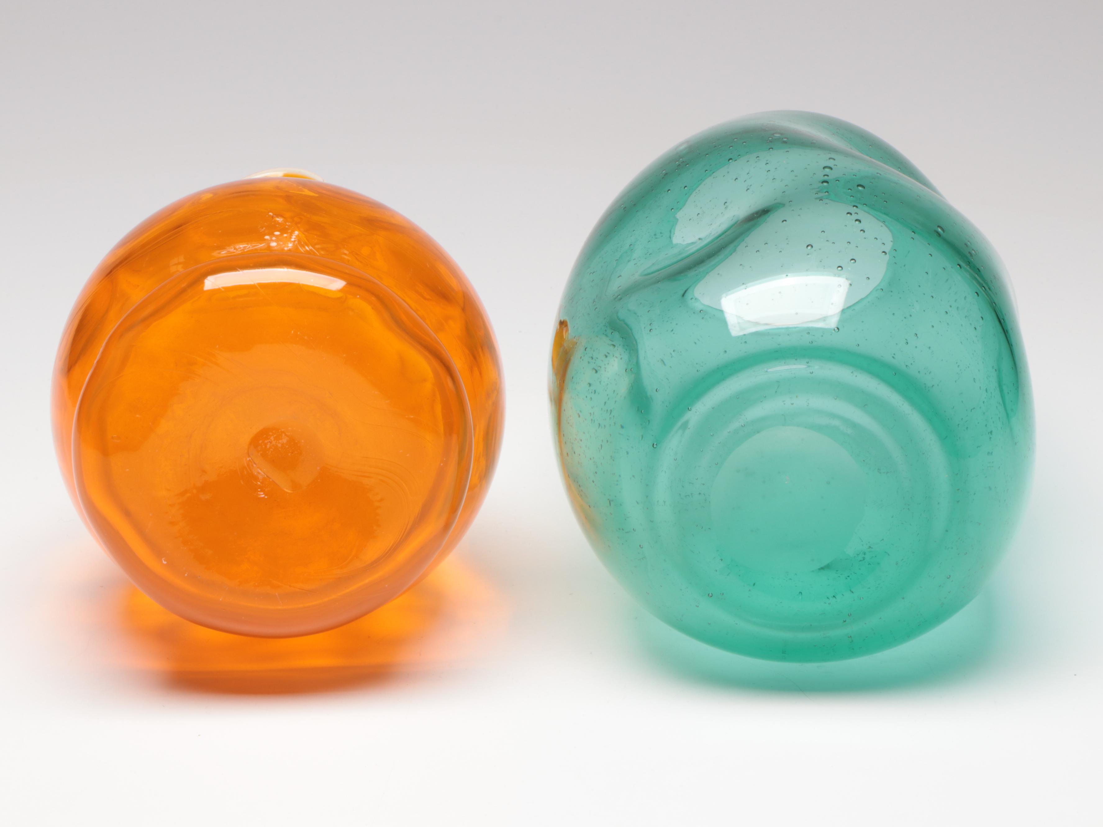 Suspended Bubble with Other Amber Glass Vases and Decanter