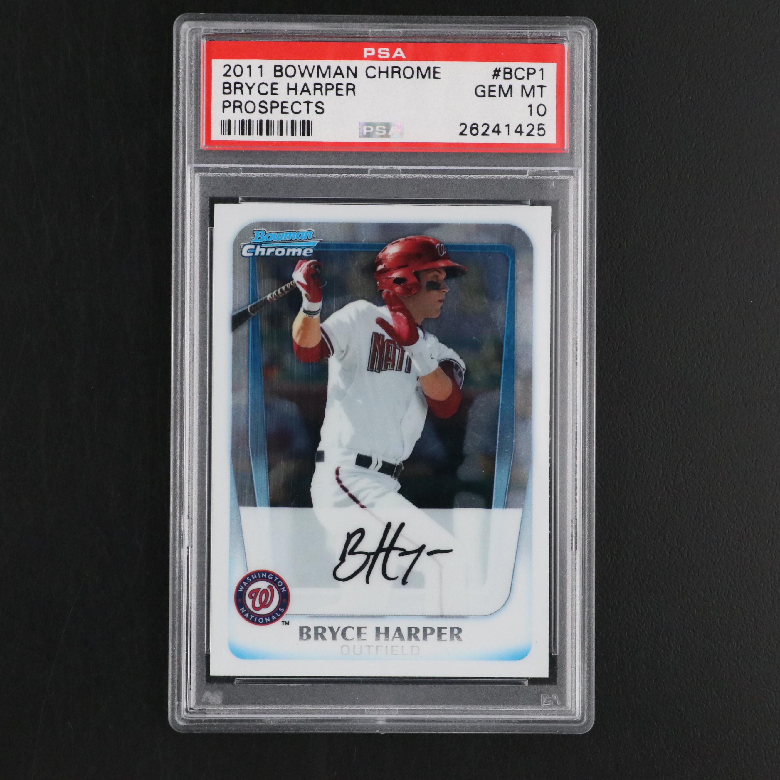 2011 Bowman Chrome Bryce Harper Prospects Baseball Card #BCP1 Graded PSA 10
