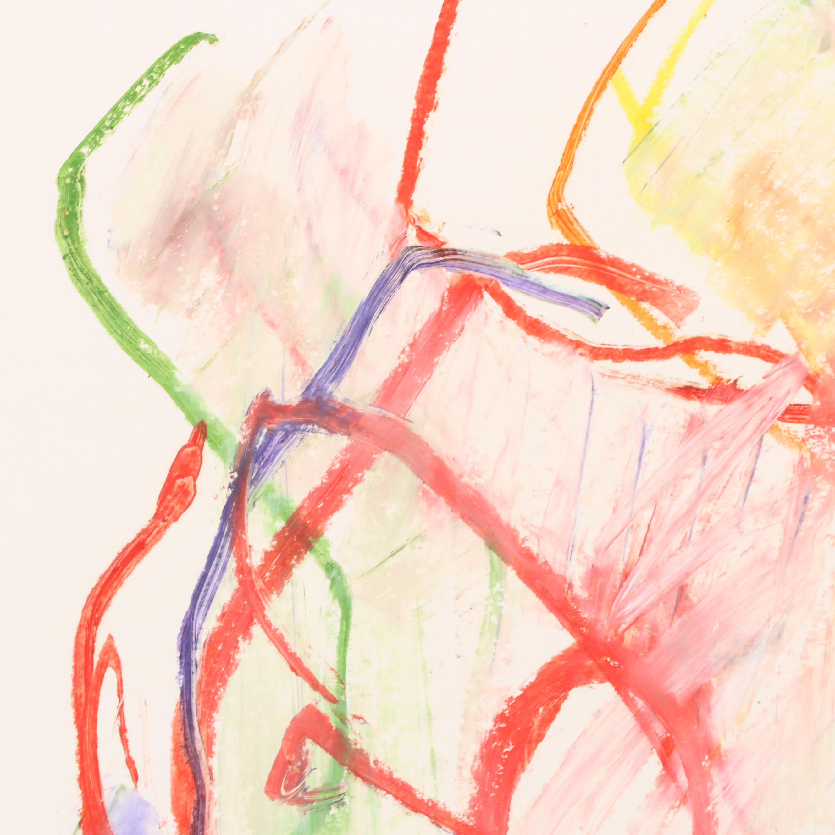 Jack Meanwell Modern Figural Oil Pastel Drawing, 1981