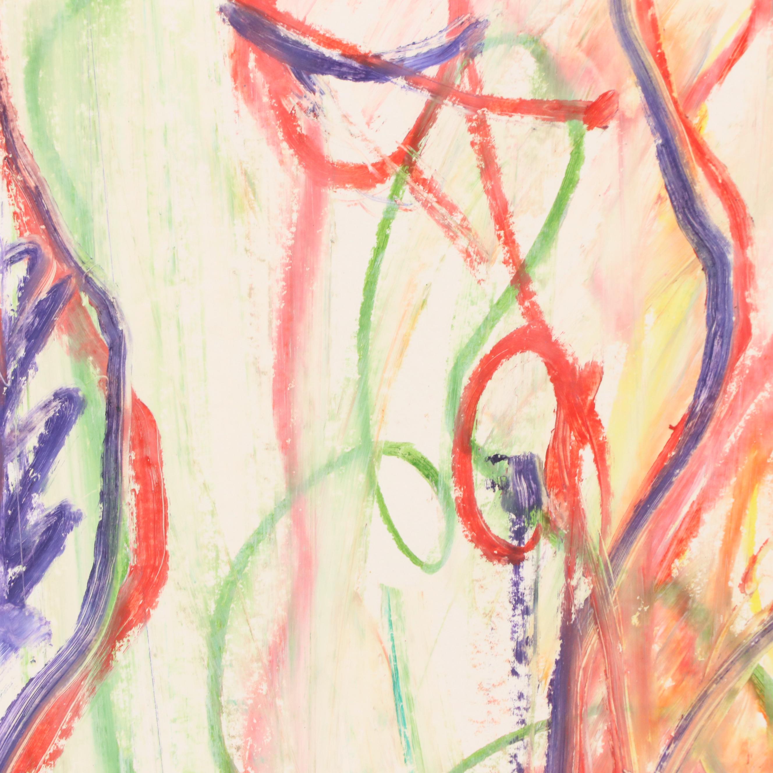 Jack Meanwell Modern Figural Oil Pastel Drawing, 1981