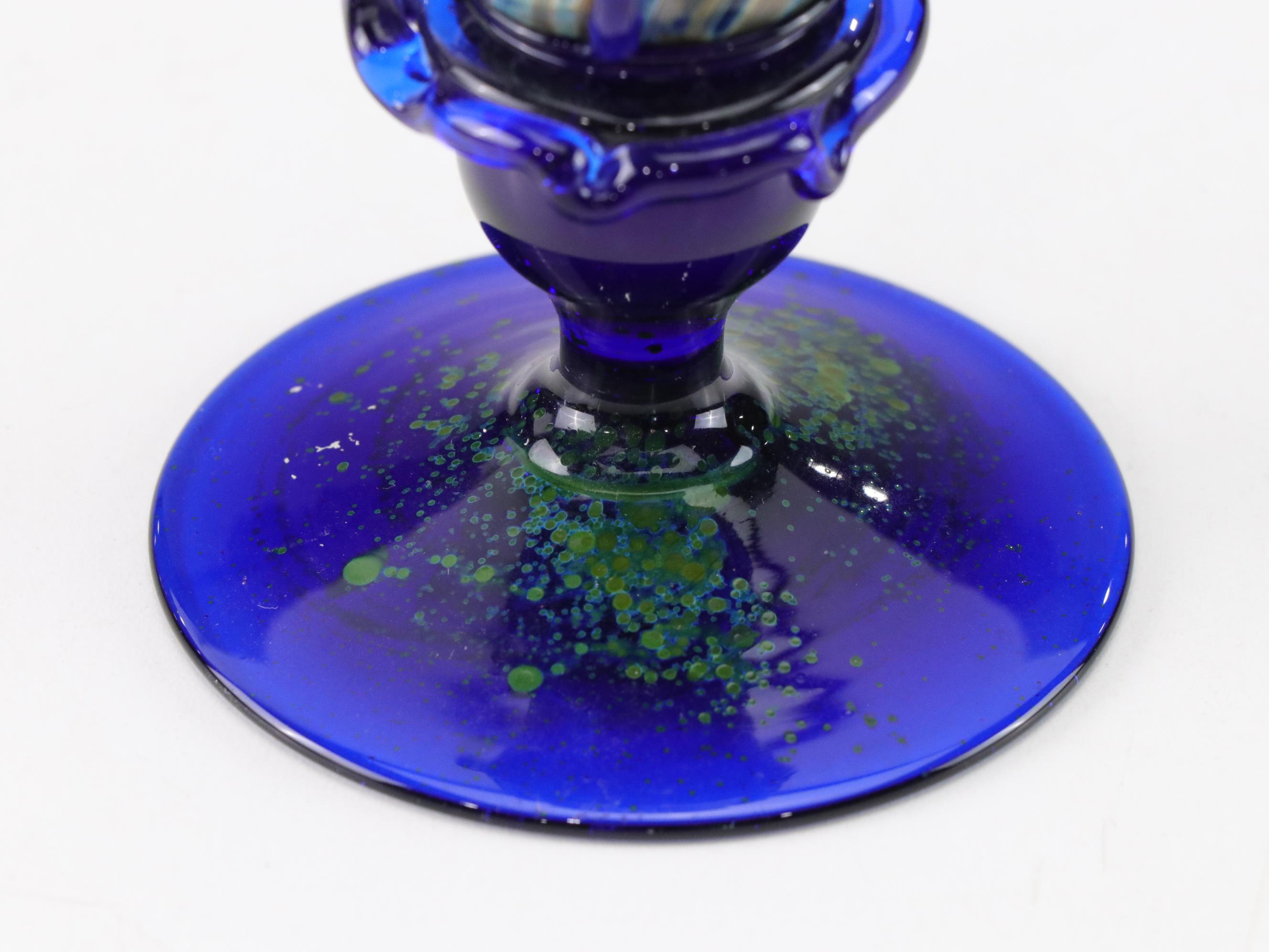 Venetian Art Glass Vase Featuring Gold Drape Design, Rippled Wings and Rosettes