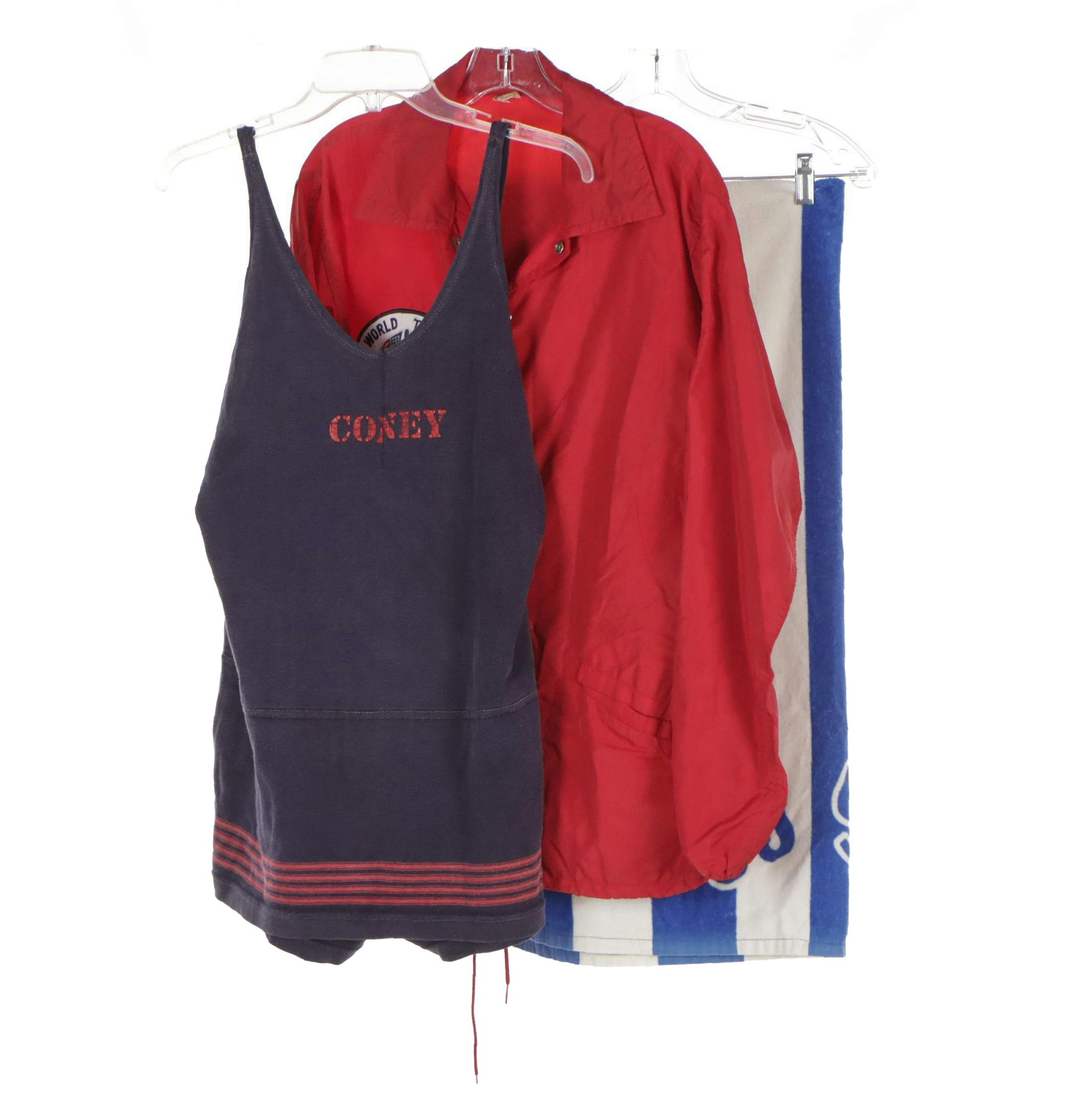 Coney Island Romper, Russell Athletics Zip-Up Jacket & Kings Island Towel