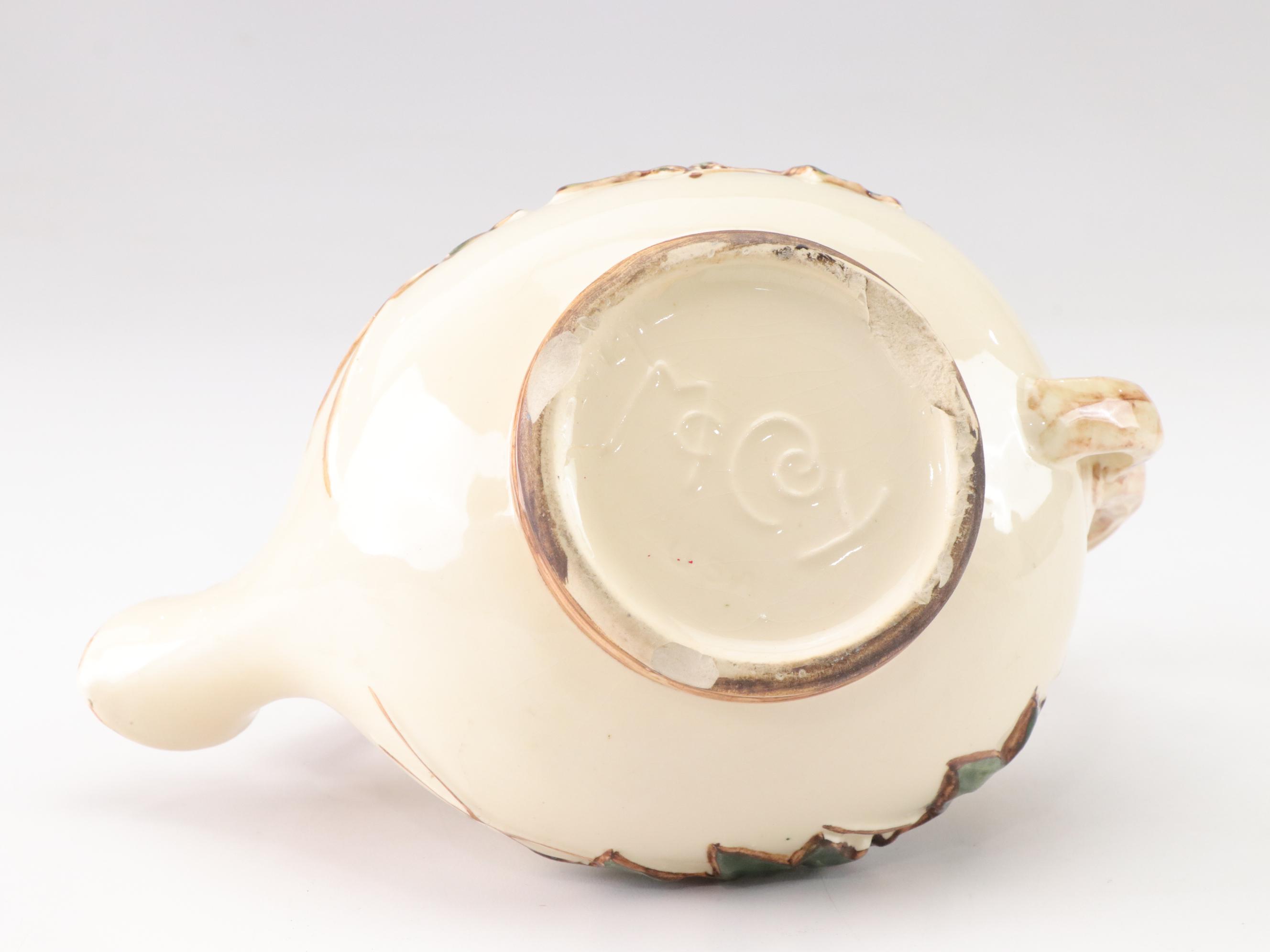 McCoy Ivy Pattern Ceramic Teapot with Ceramic Two-Section Teapot