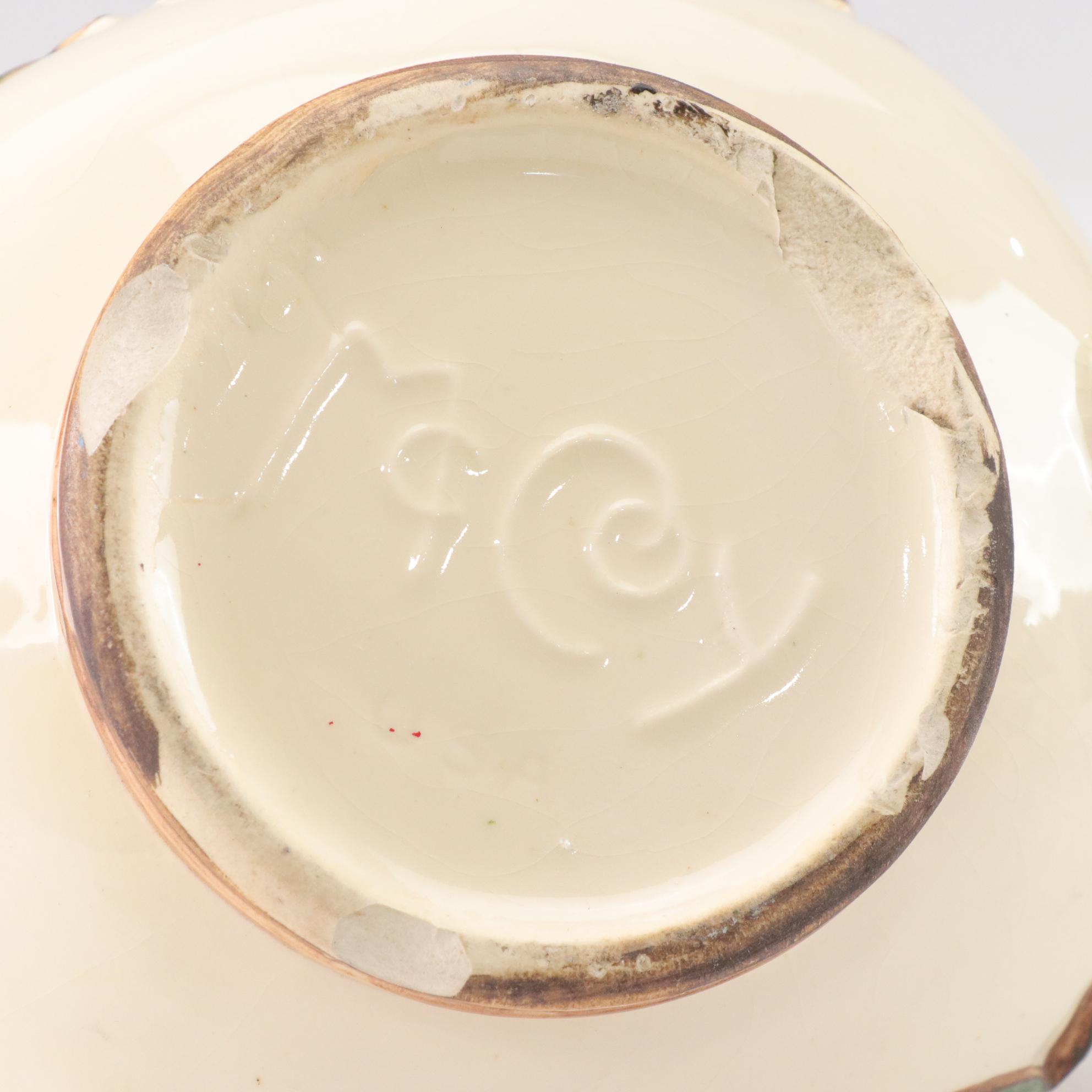 McCoy Ivy Pattern Ceramic Teapot with Ceramic Two-Section Teapot