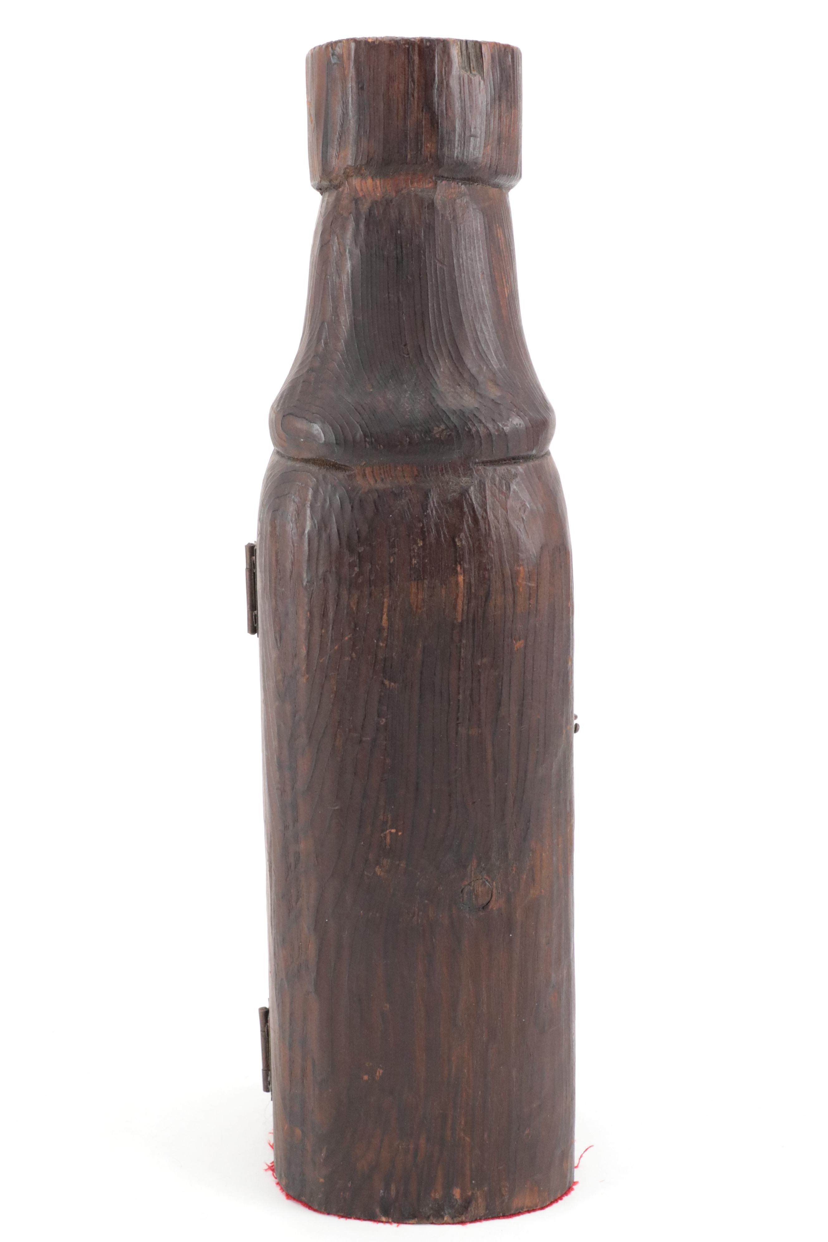 Hand-Carved Medieval Style Wooden Wine Bottle Casket