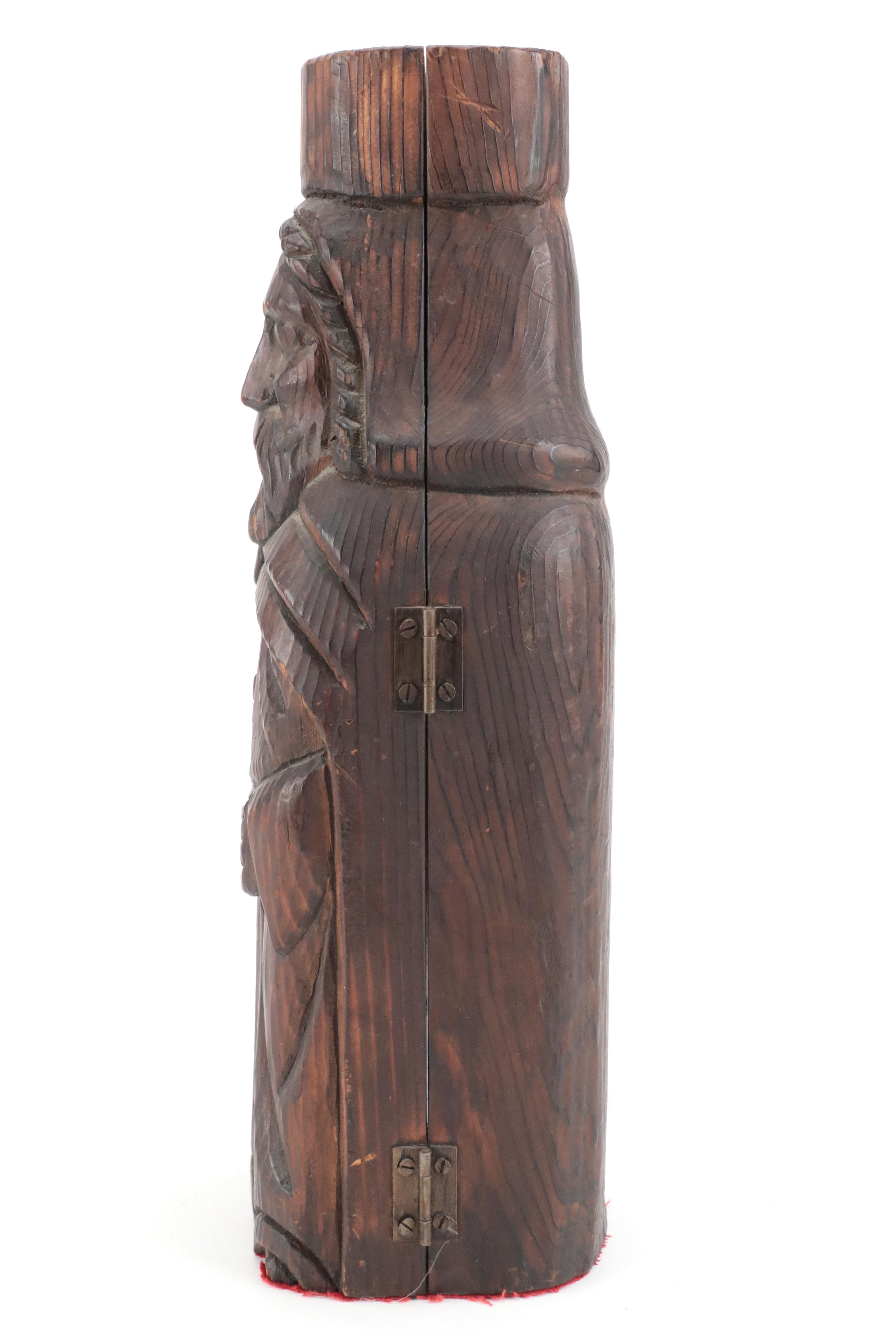 Hand-Carved Medieval Style Wooden Wine Bottle Casket