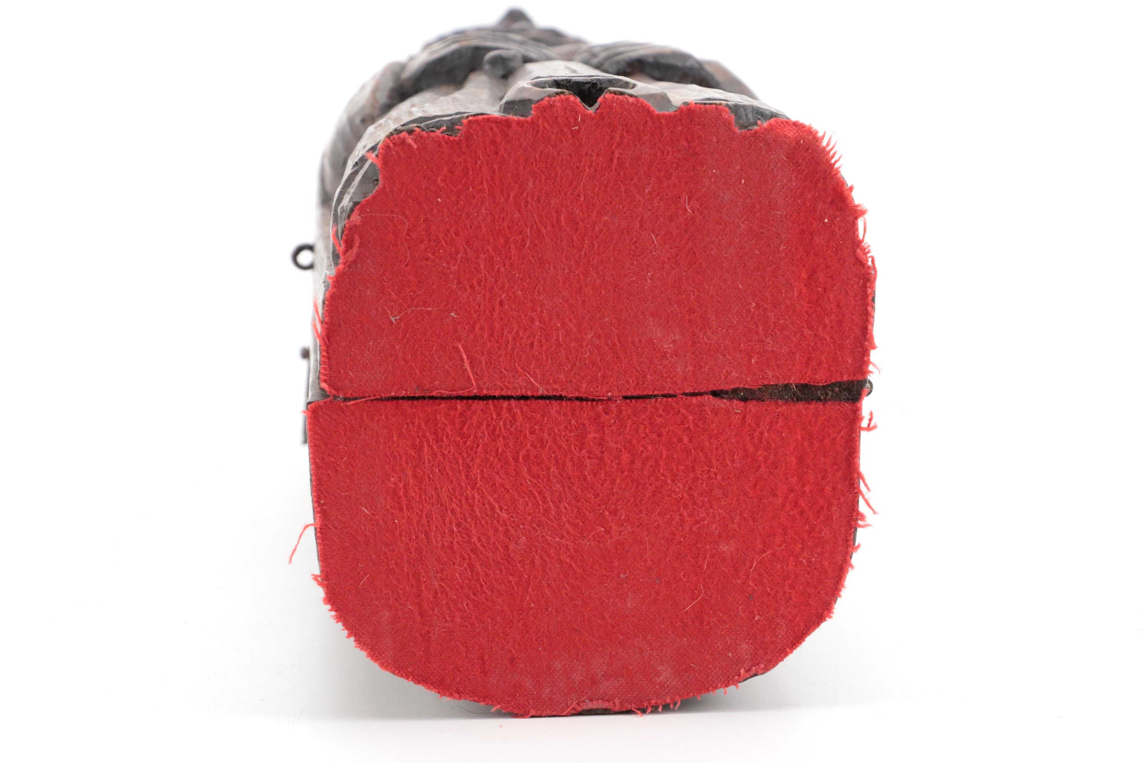 Hand-Carved Medieval Style Wooden Wine Bottle Casket