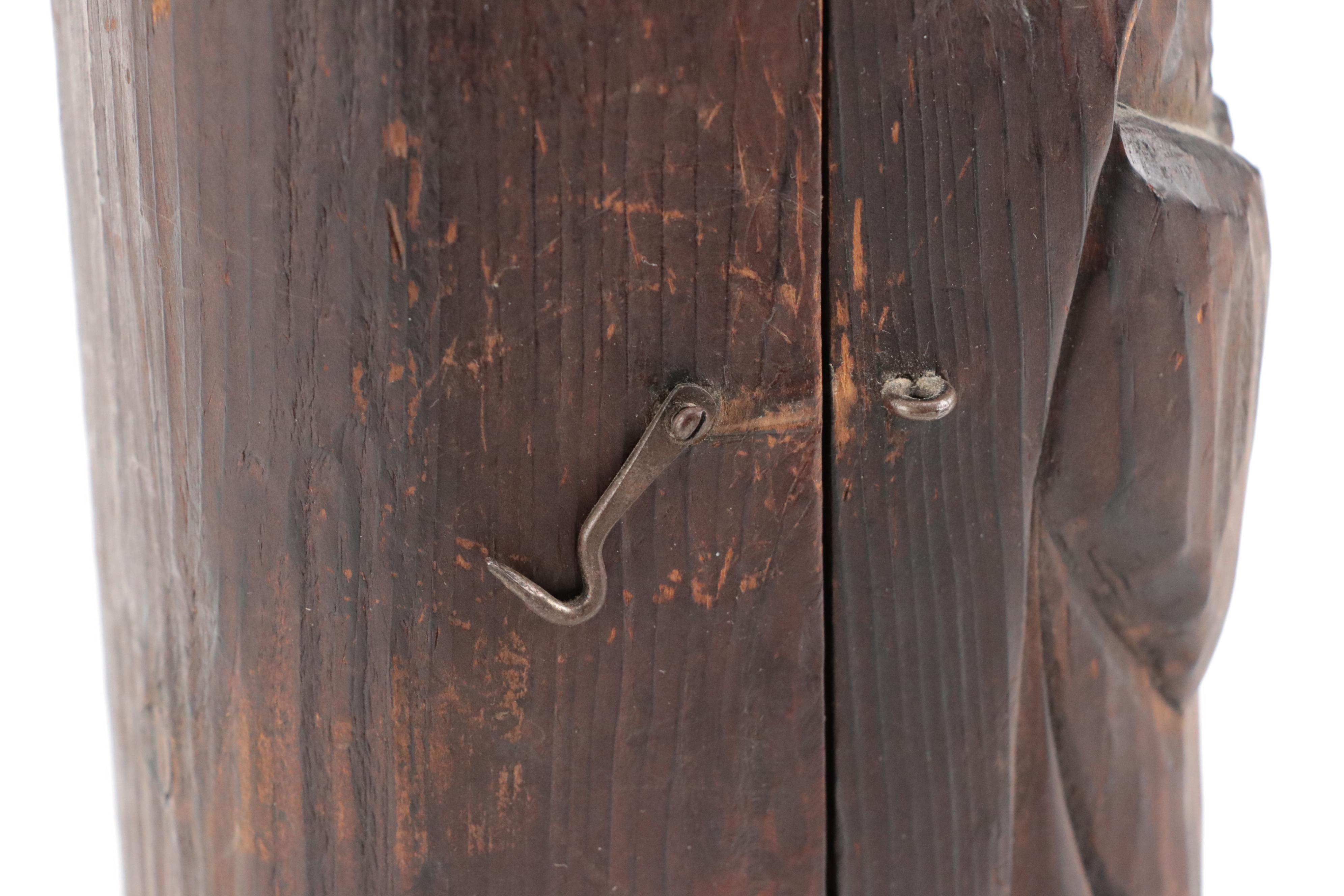 Hand-Carved Medieval Style Wooden Wine Bottle Casket