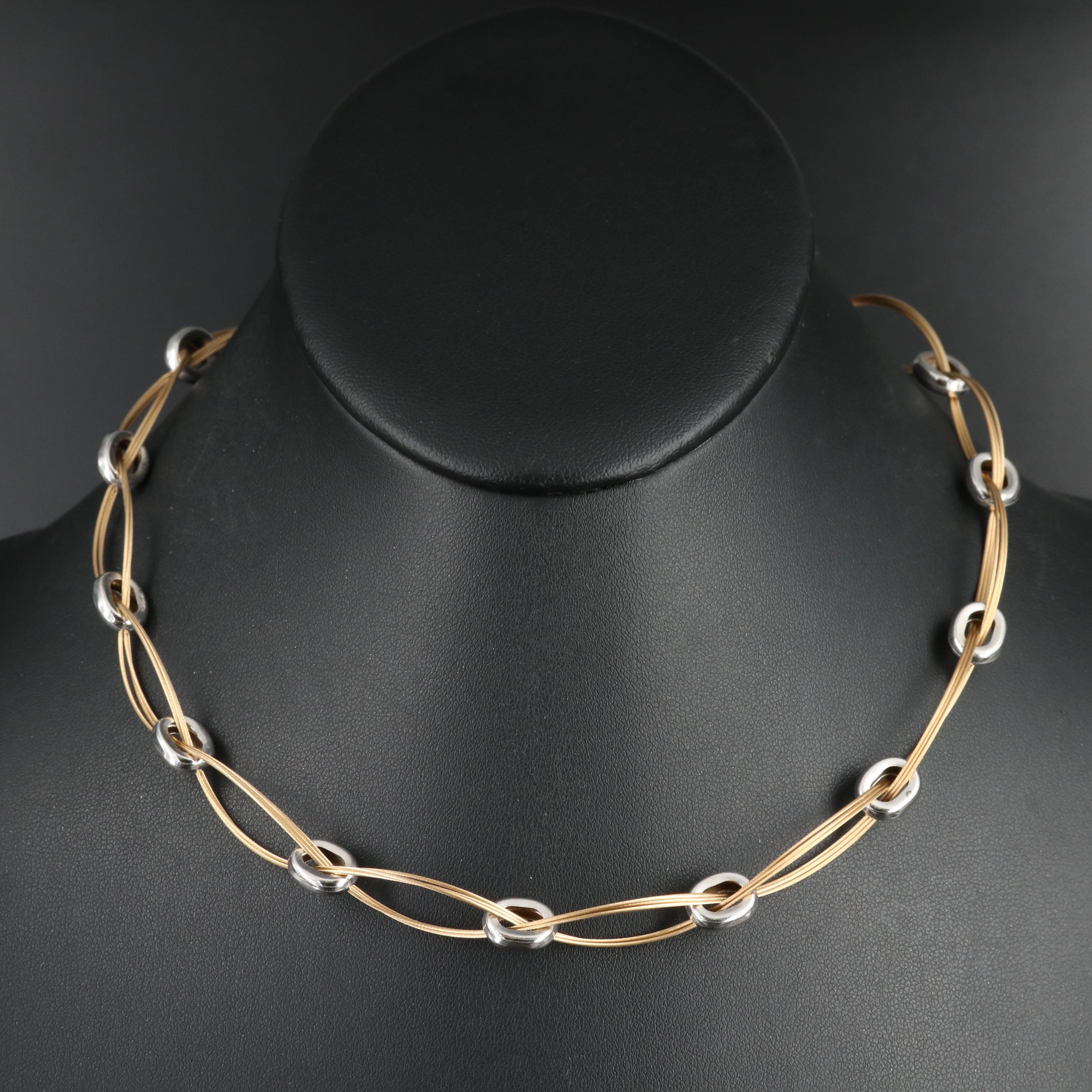 14K Two-Tone Station Necklace