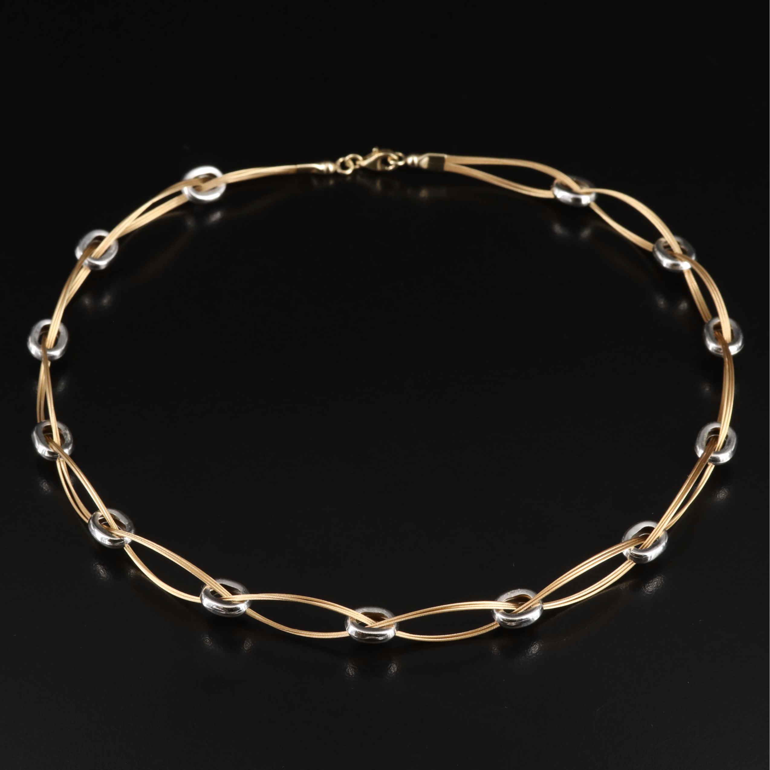 14K Two-Tone Station Necklace