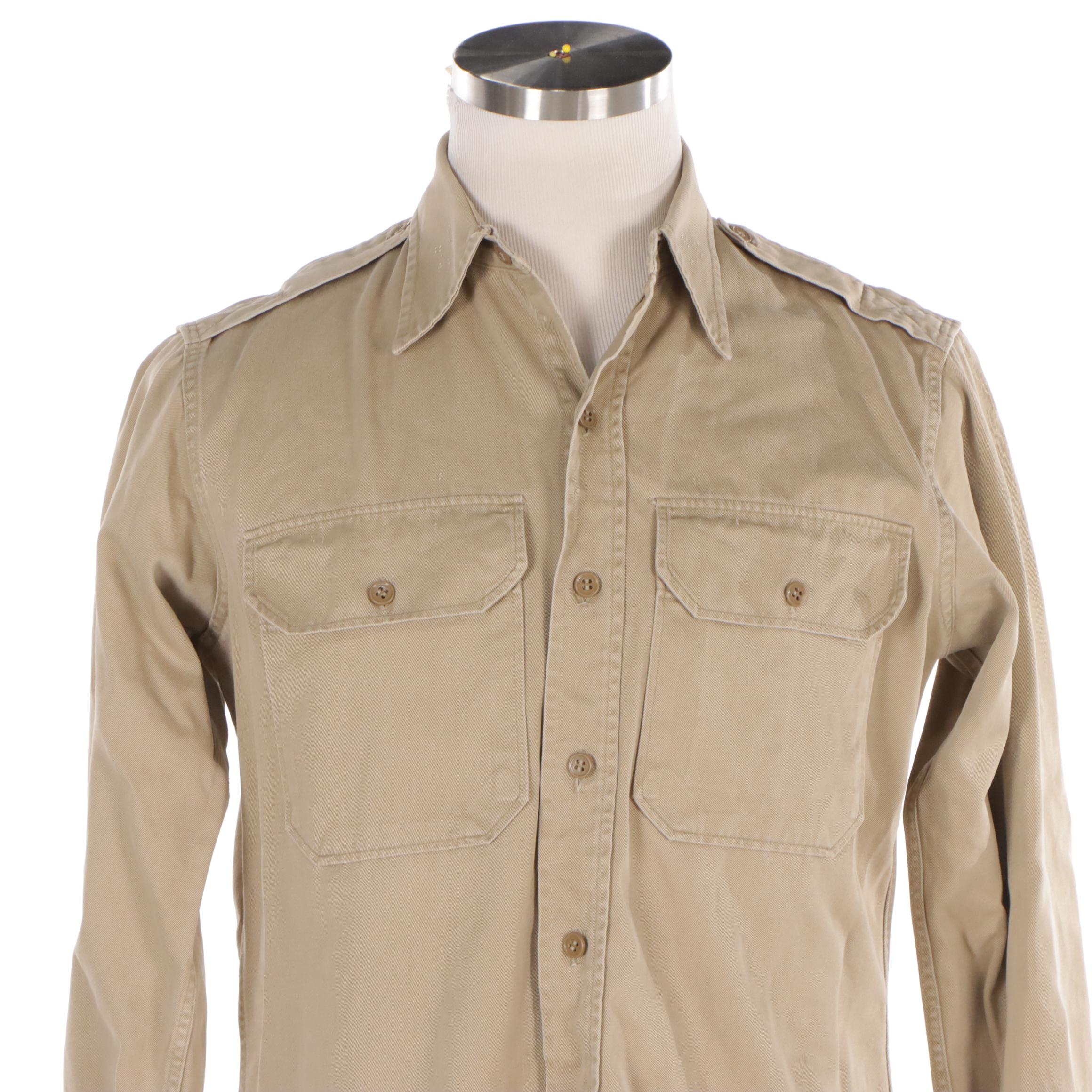 Men's Hilton Bowling Shirt and U.S. Army Khaki-1 Uniform Shirt, 1950s