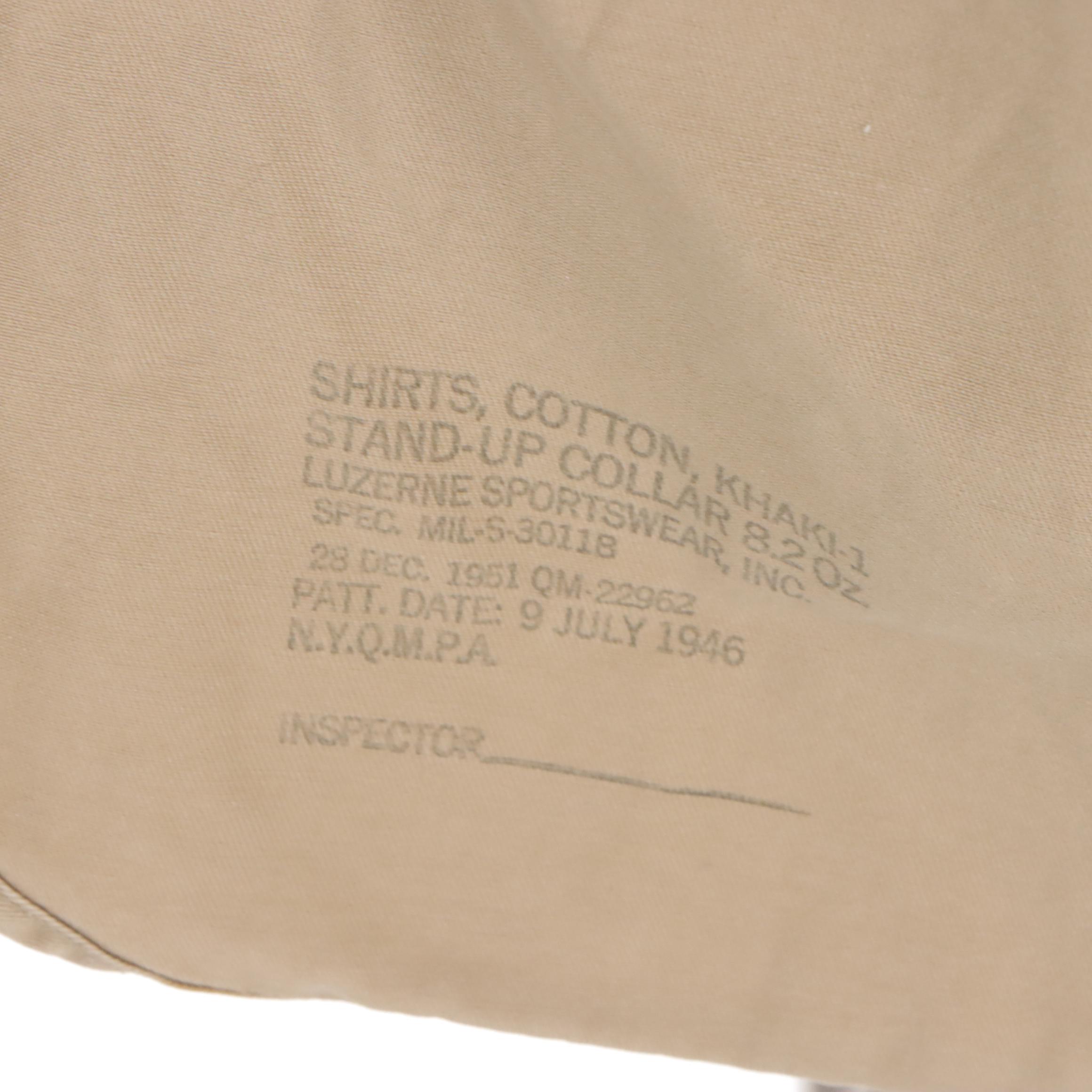 Men's Hilton Bowling Shirt and U.S. Army Khaki-1 Uniform Shirt, 1950s