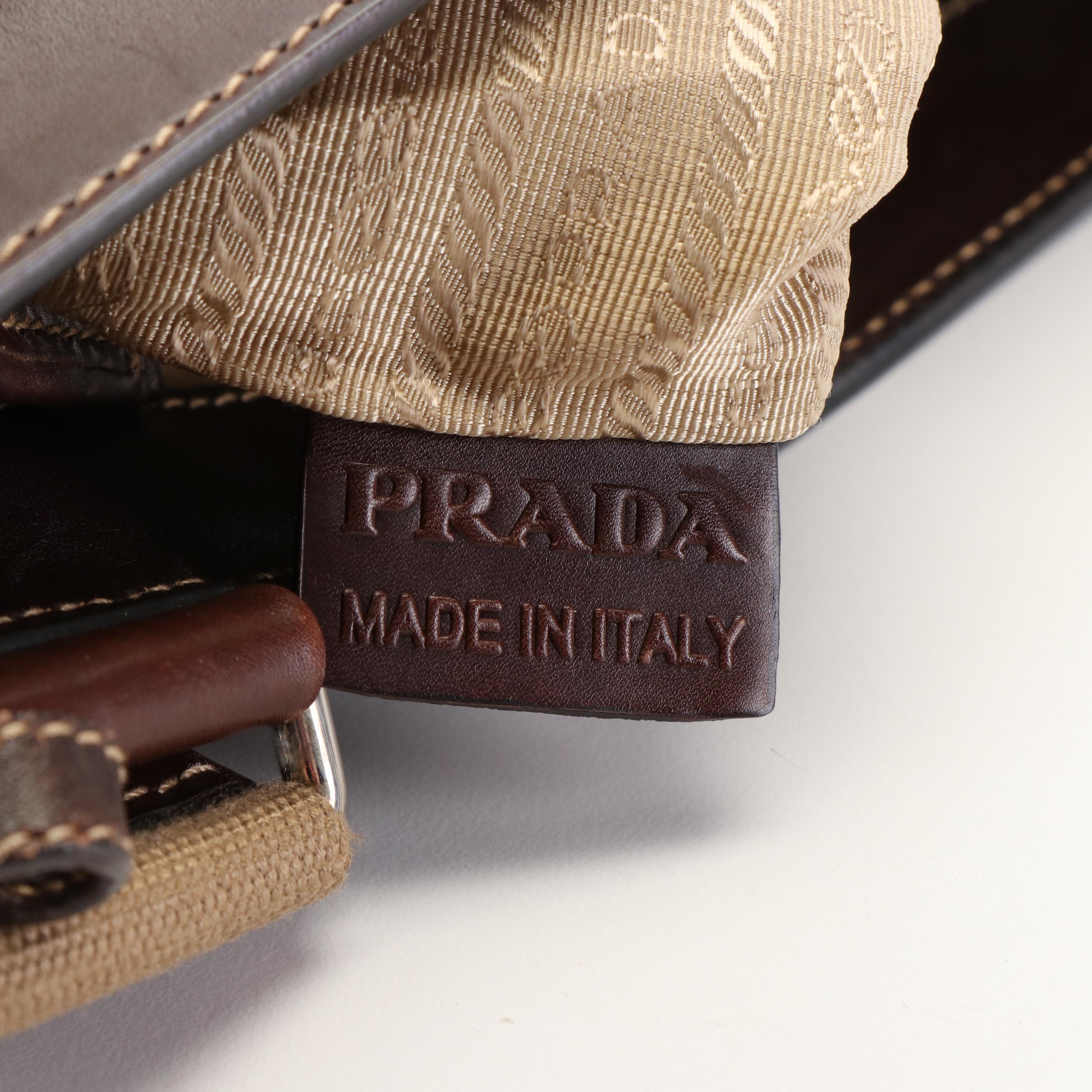 Prada Canapa Logo Crossbody Messenger Bag in Canvas and Leather