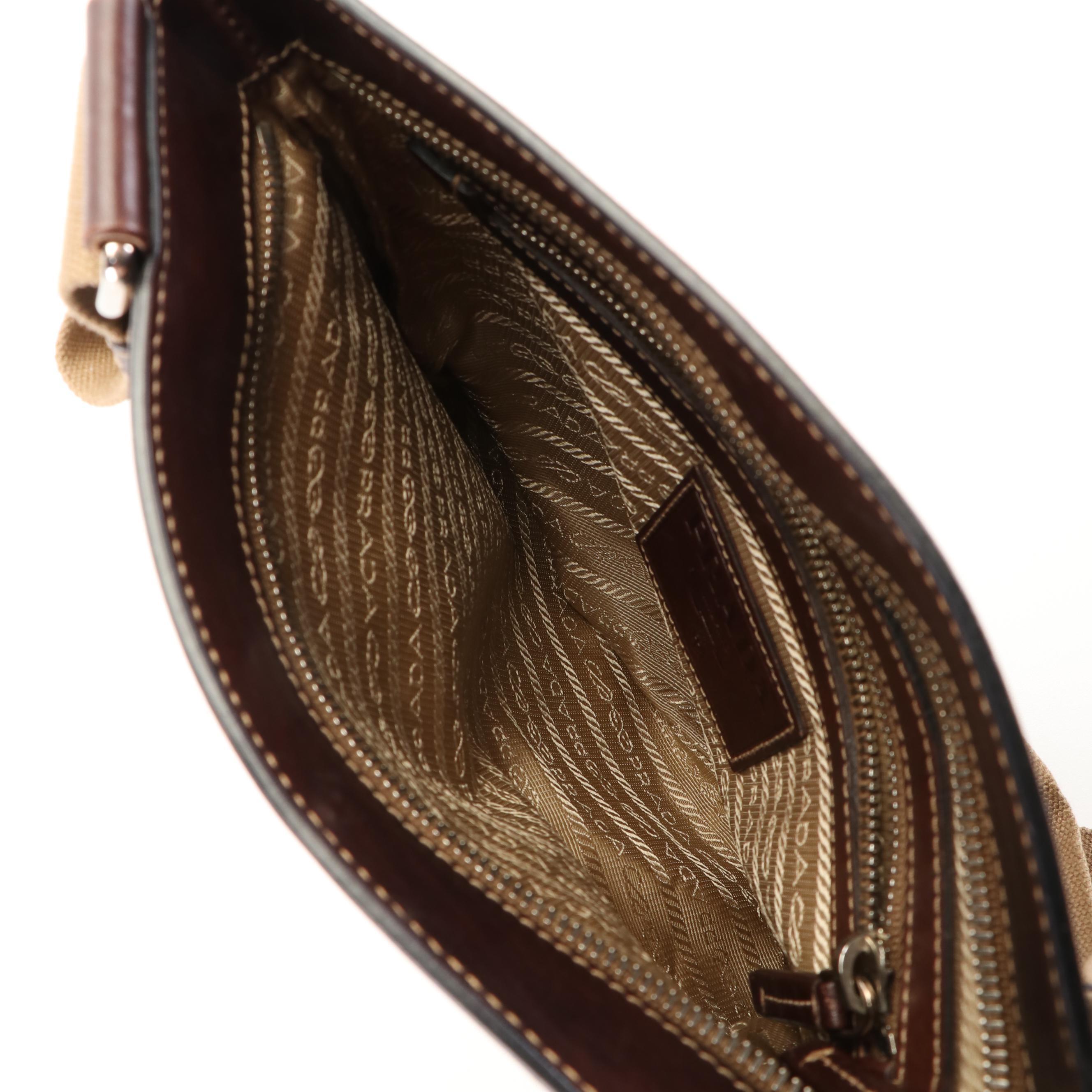 Prada Canapa Logo Crossbody Messenger Bag in Canvas and Leather