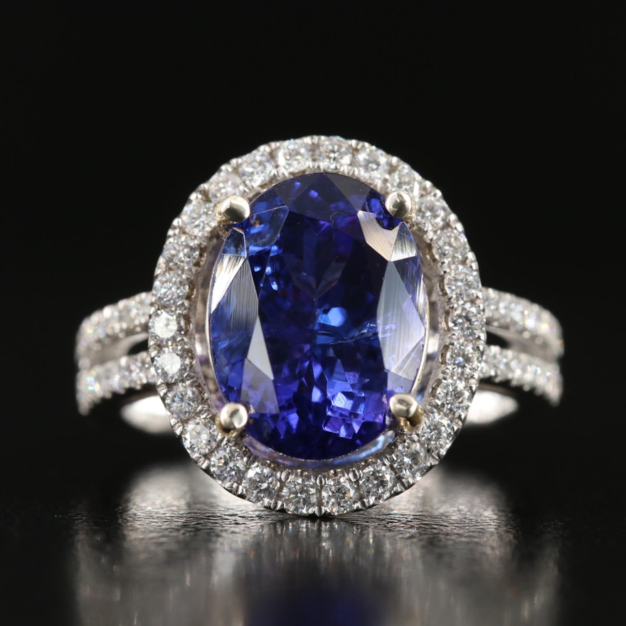 14K 6.03 CT Tanzanite and Diamond Ring