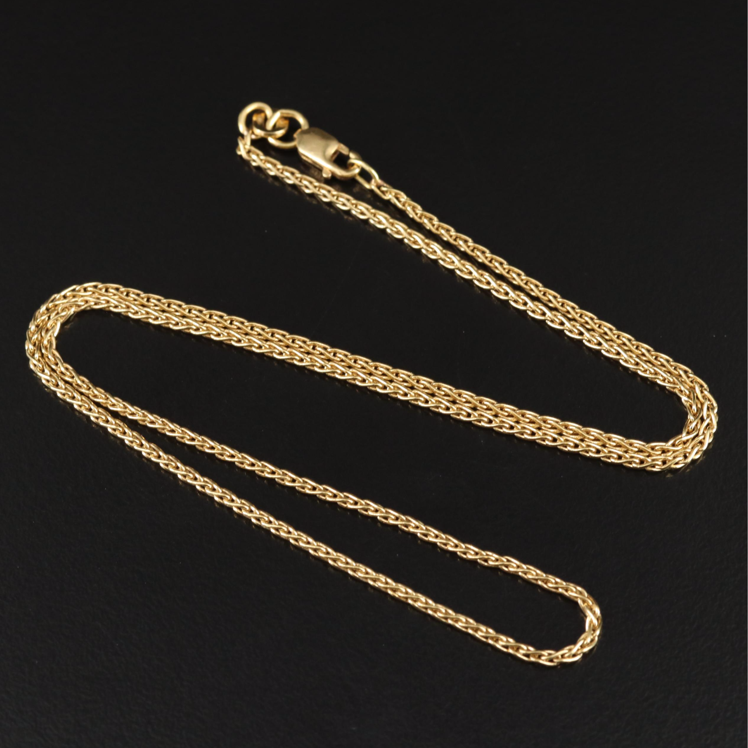 Italian 18K Wheat Chain Necklace