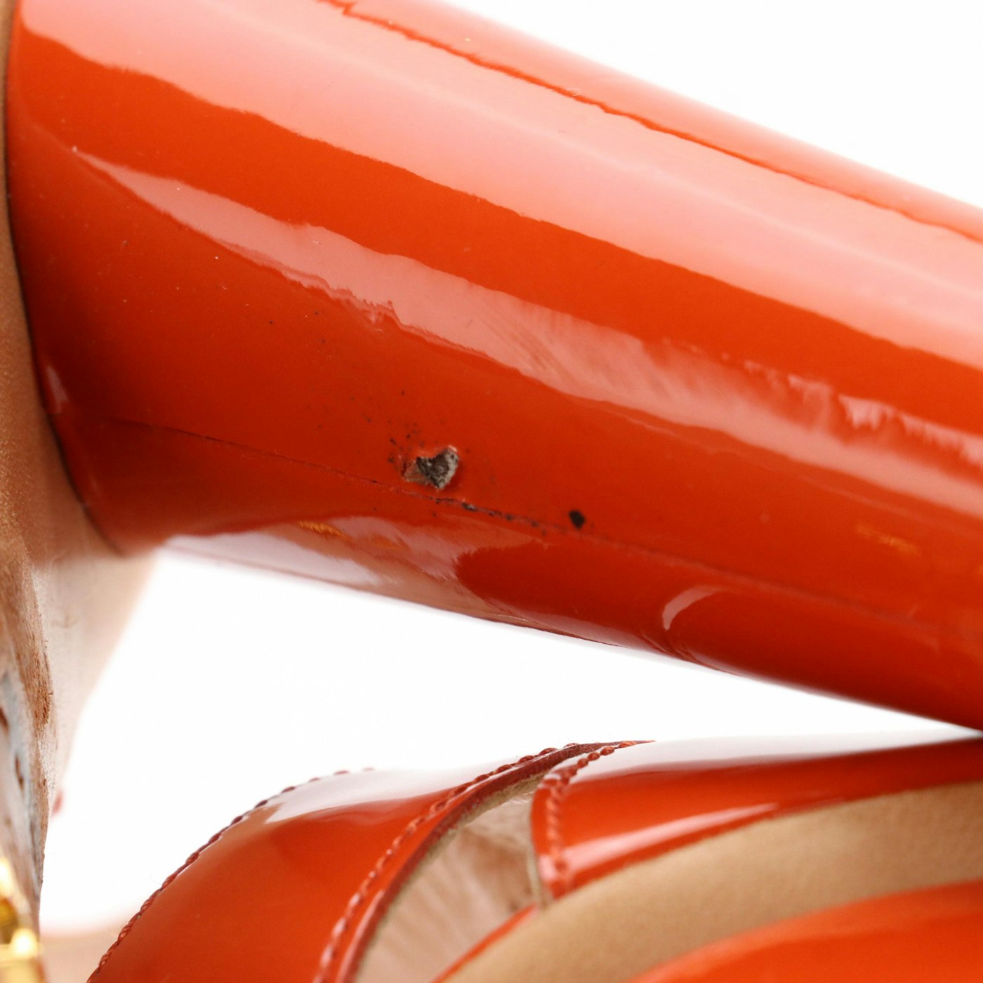 Prada Orange Patent Leather Ankle Strap Pumps | EBTH