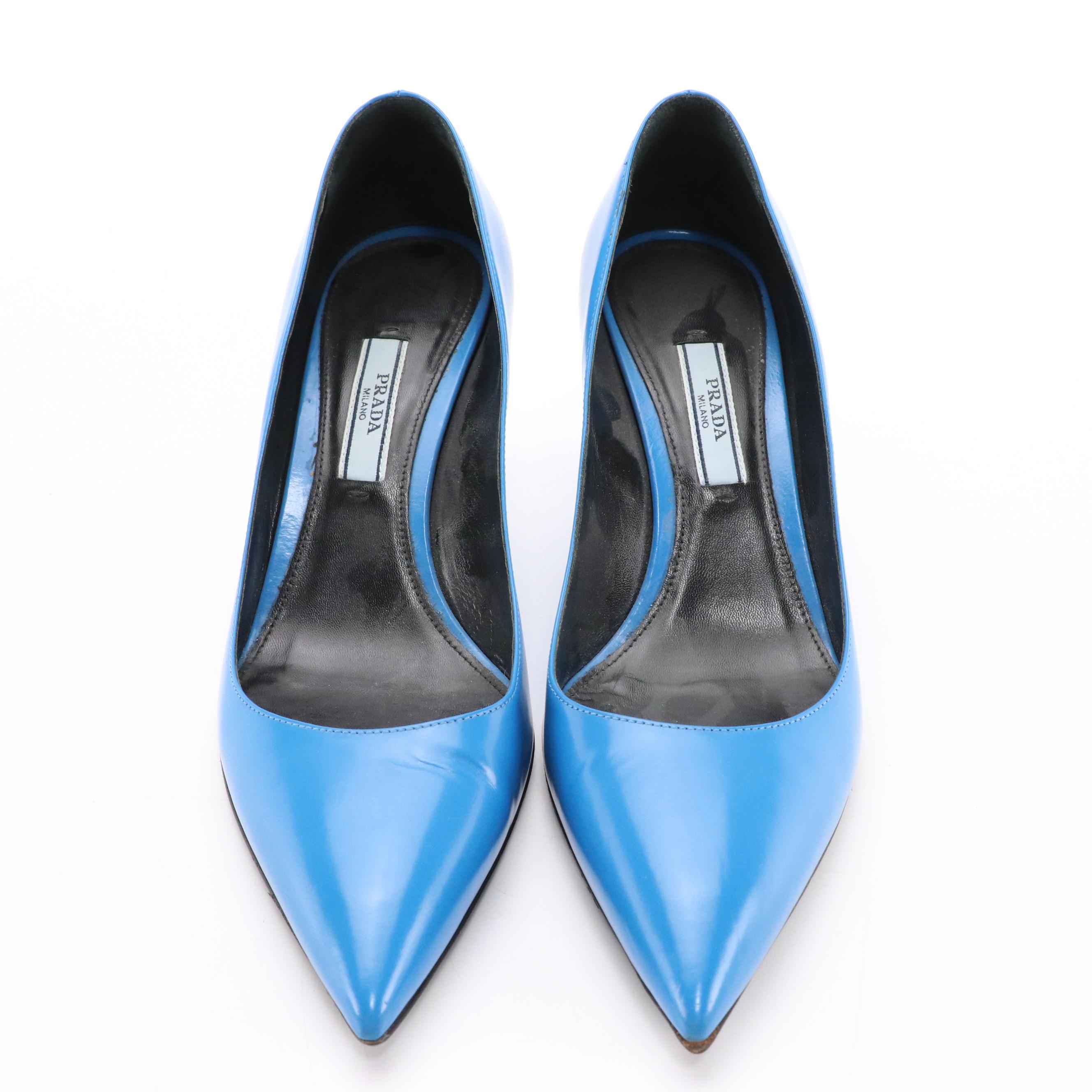 Prada Vibrant Blue Leather Pointed-Toe Heels