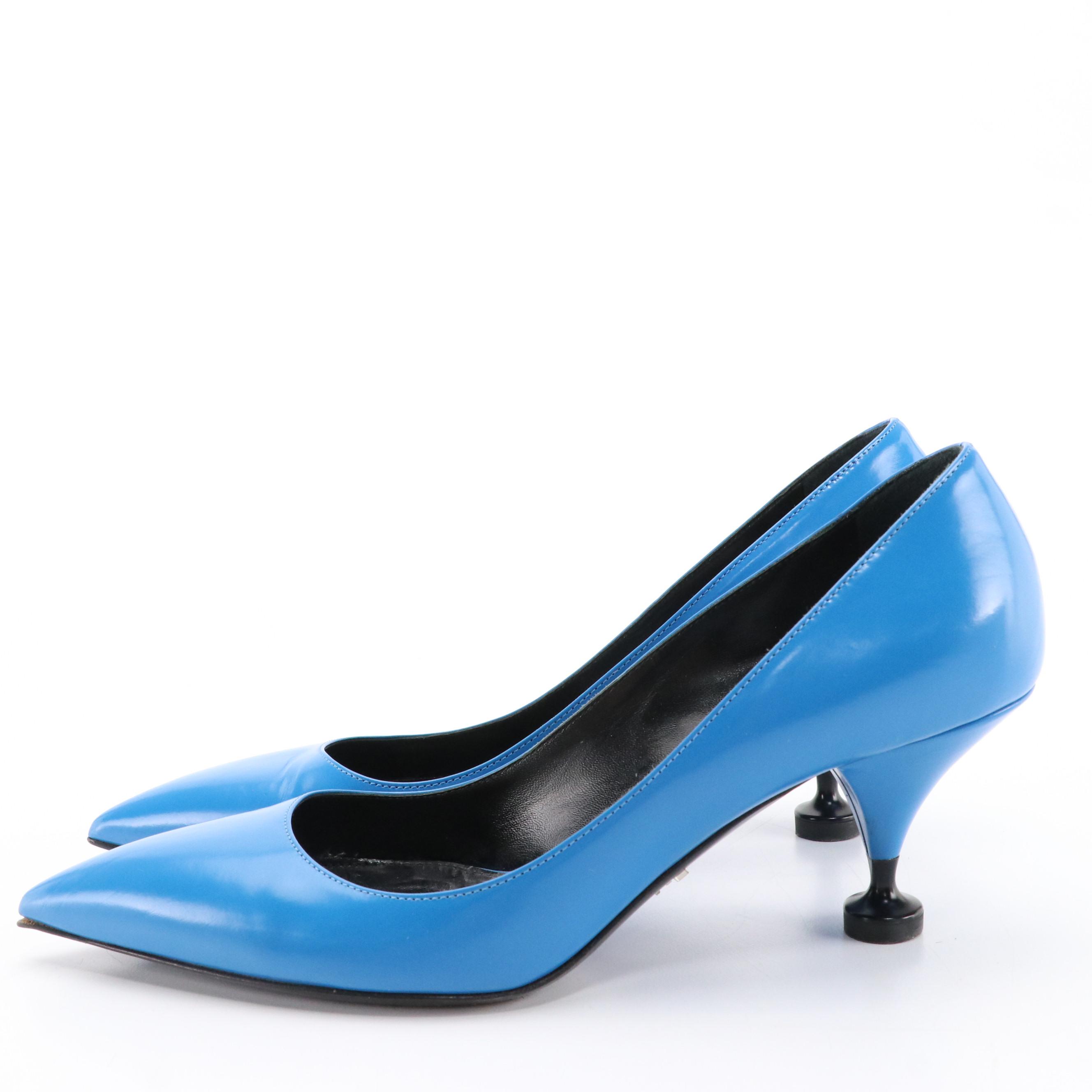 Prada Vibrant Blue Leather Pointed-Toe Heels