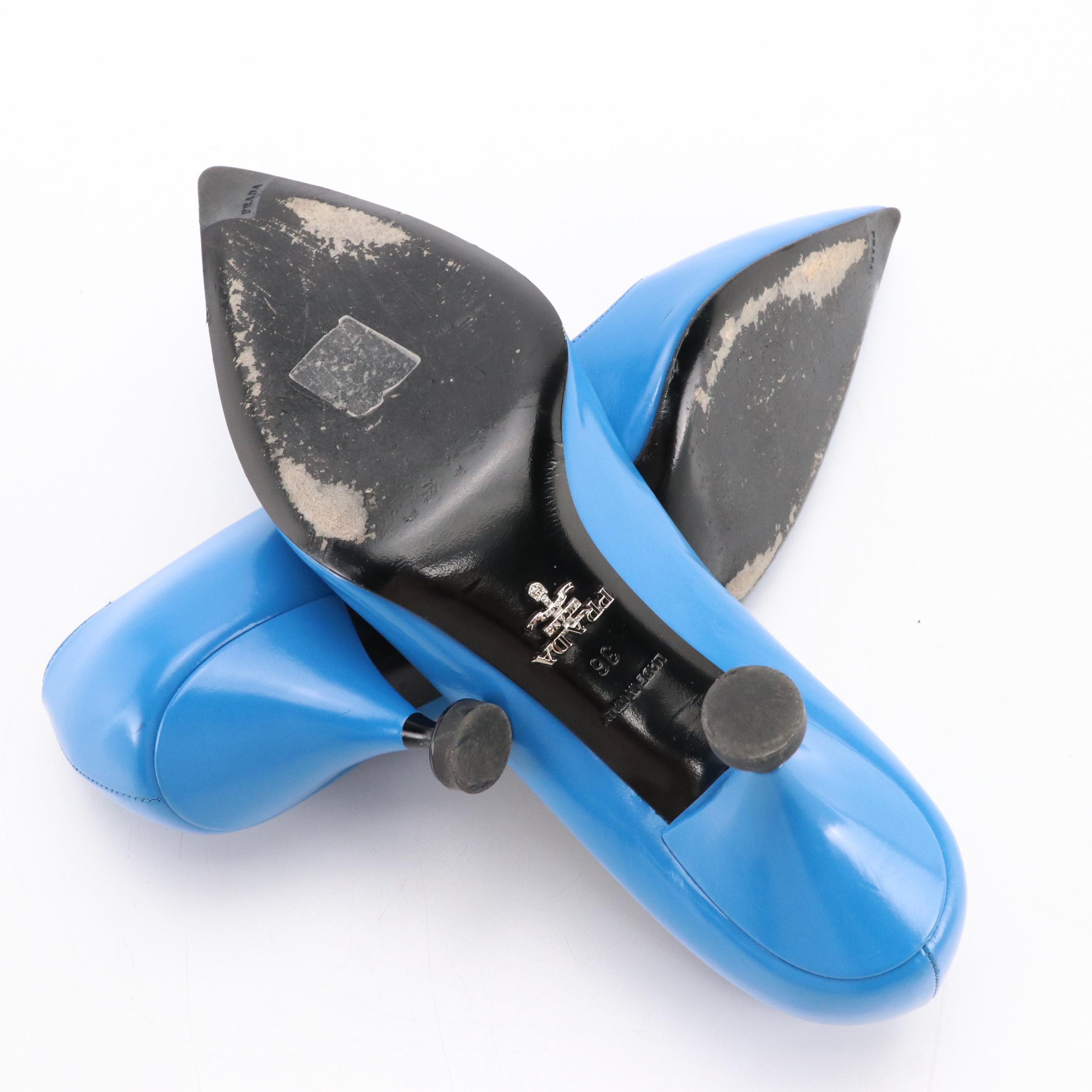 Prada Vibrant Blue Leather Pointed-Toe Heels