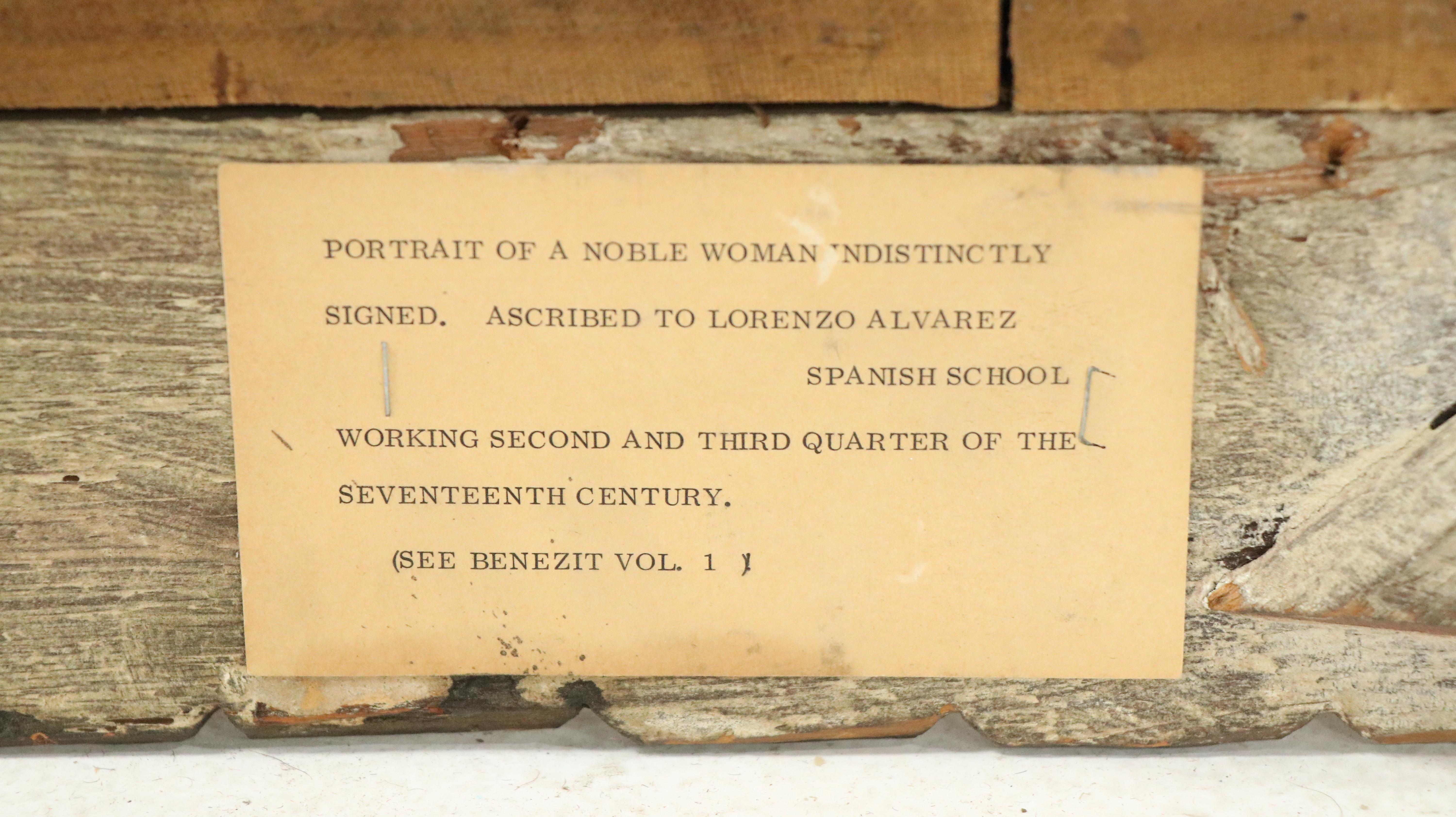 Oil Portrait of Spanish Noblewoman, Ascribed to Lorenzo Álvarez