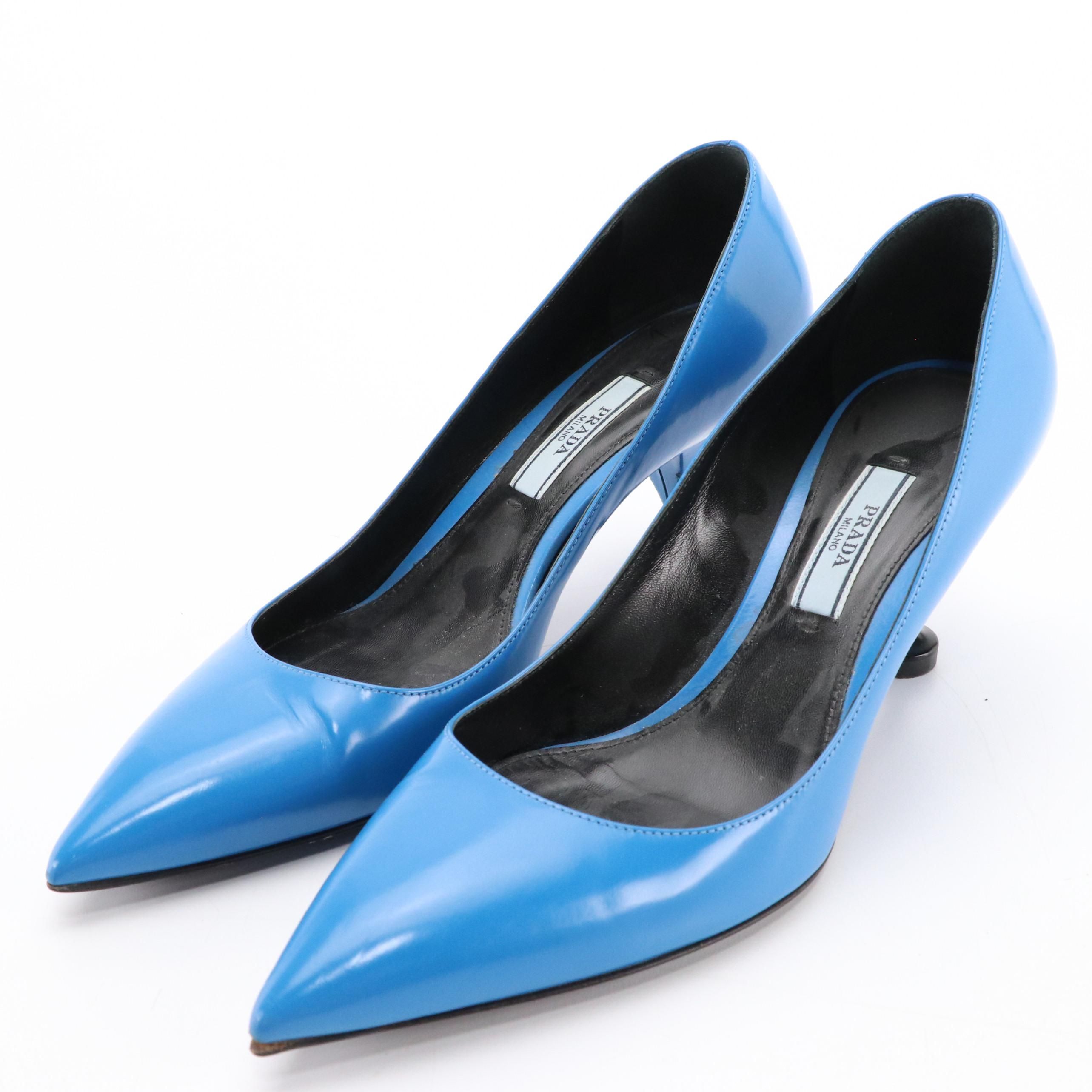 Prada Vibrant Blue Leather Pointed-Toe Heels