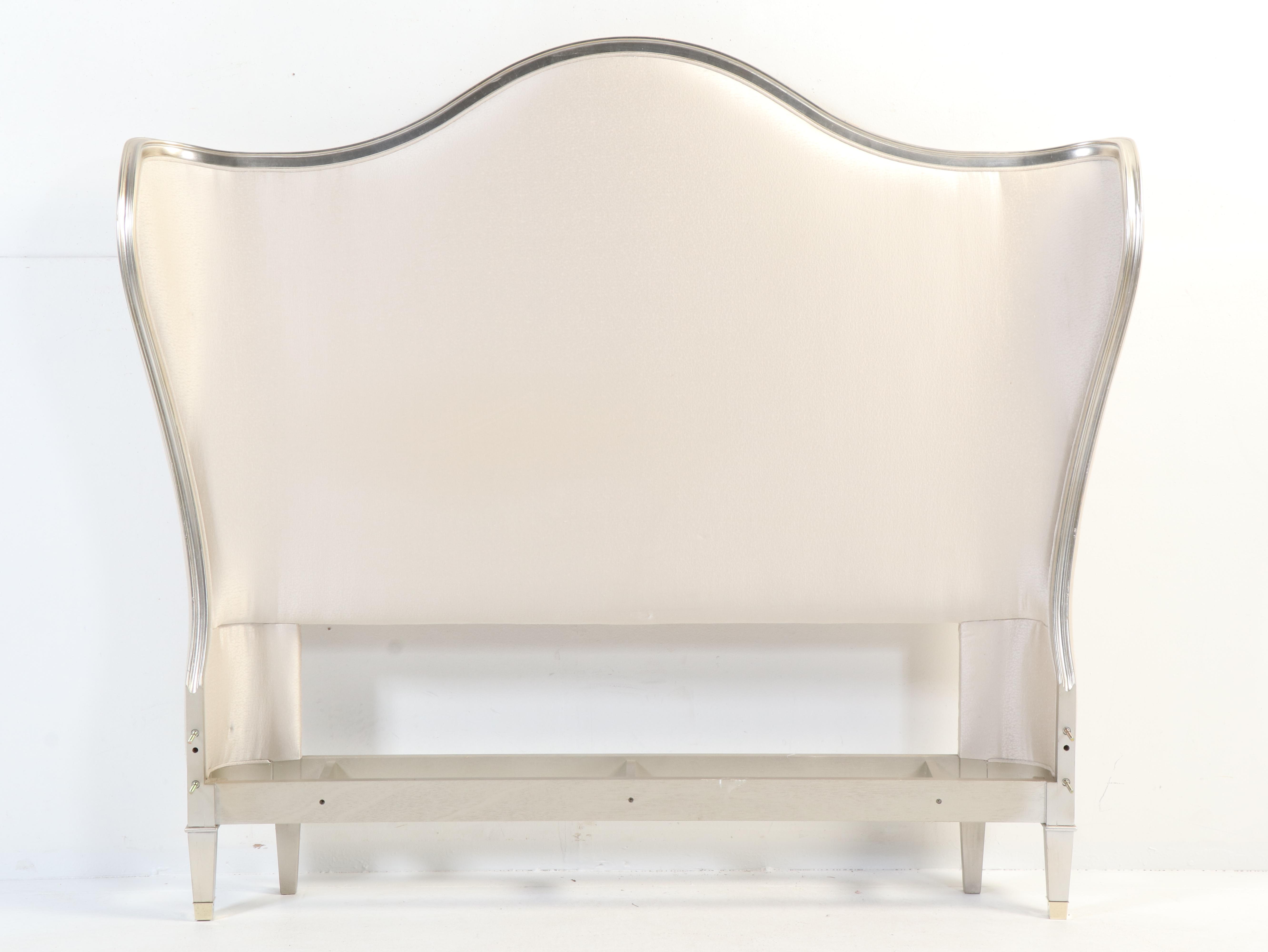 Markor International Furniture Silver-Painted and Upholstered King Bed Frame