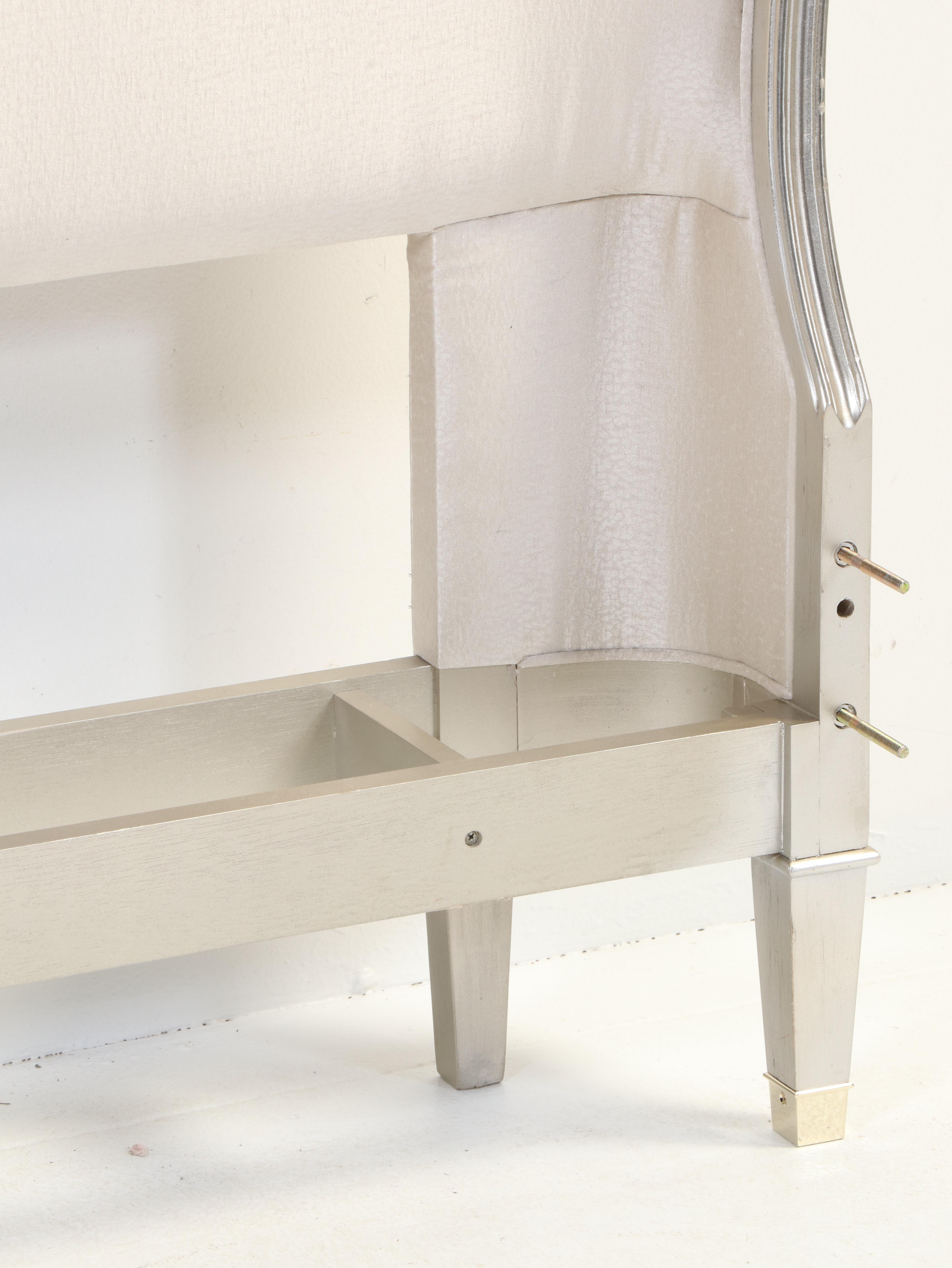 Markor International Furniture Silver-Painted and Upholstered King Bed Frame