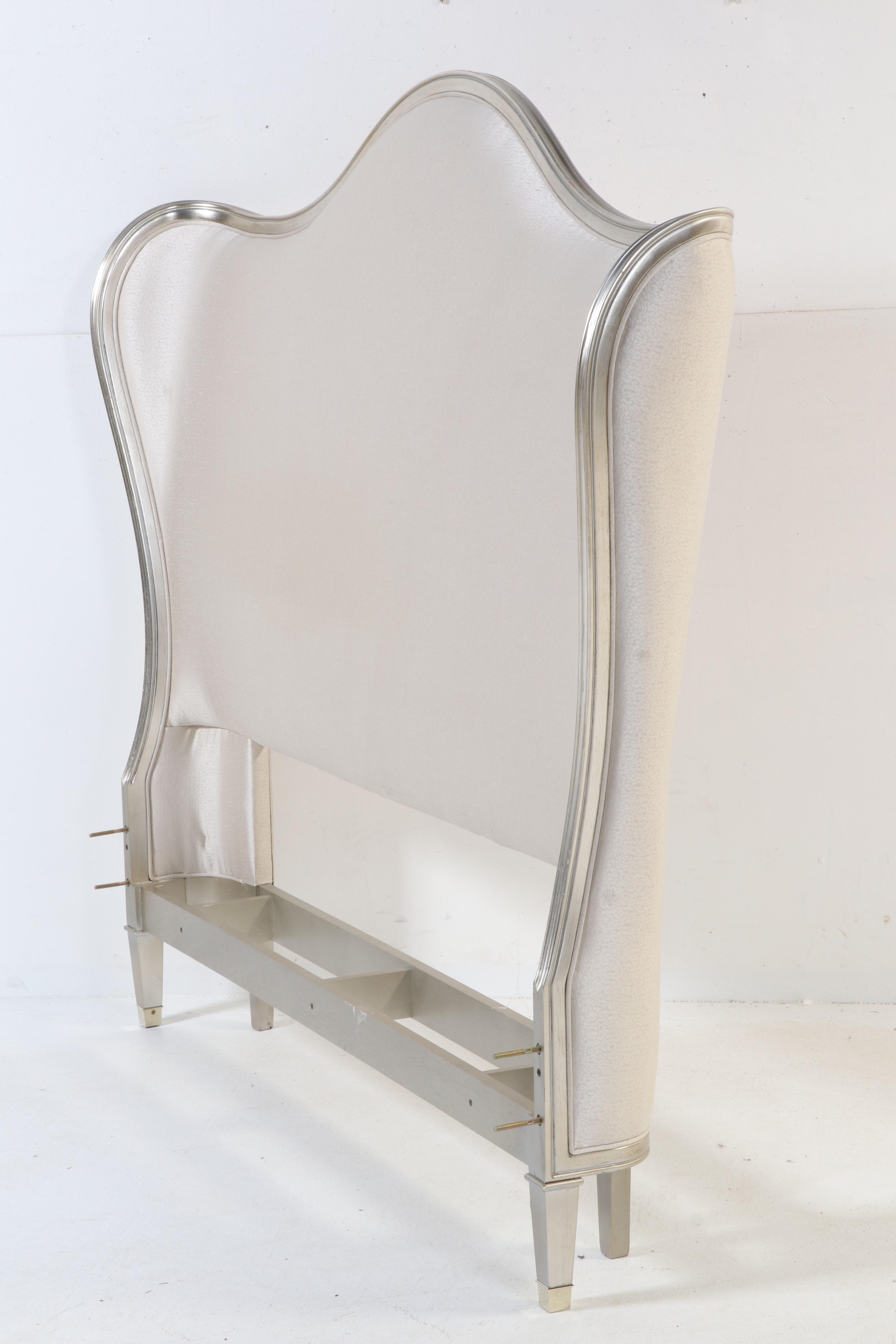 Markor International Furniture Silver-Painted and Upholstered King Bed Frame