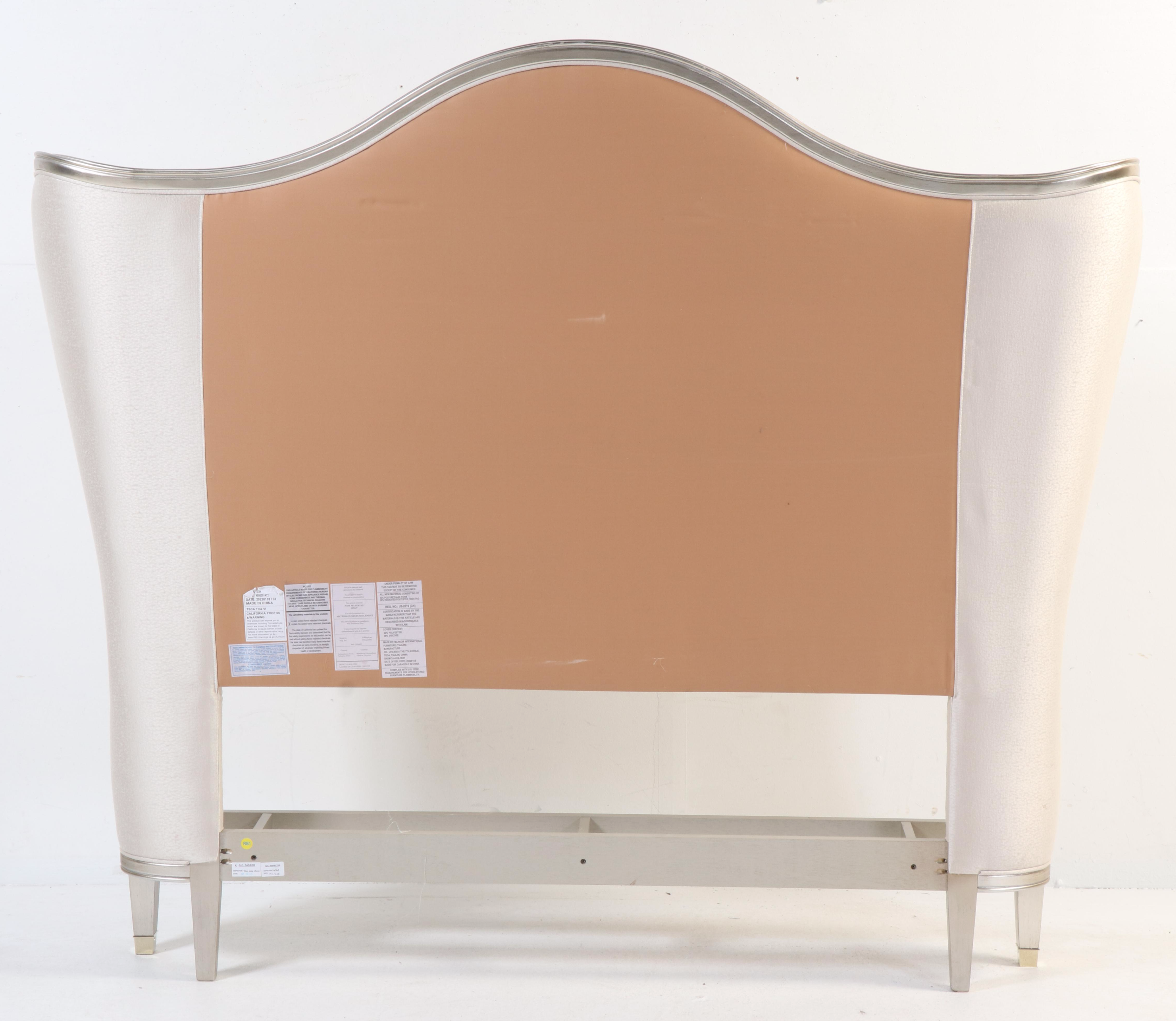 Markor International Furniture Silver-Painted and Upholstered King Bed Frame