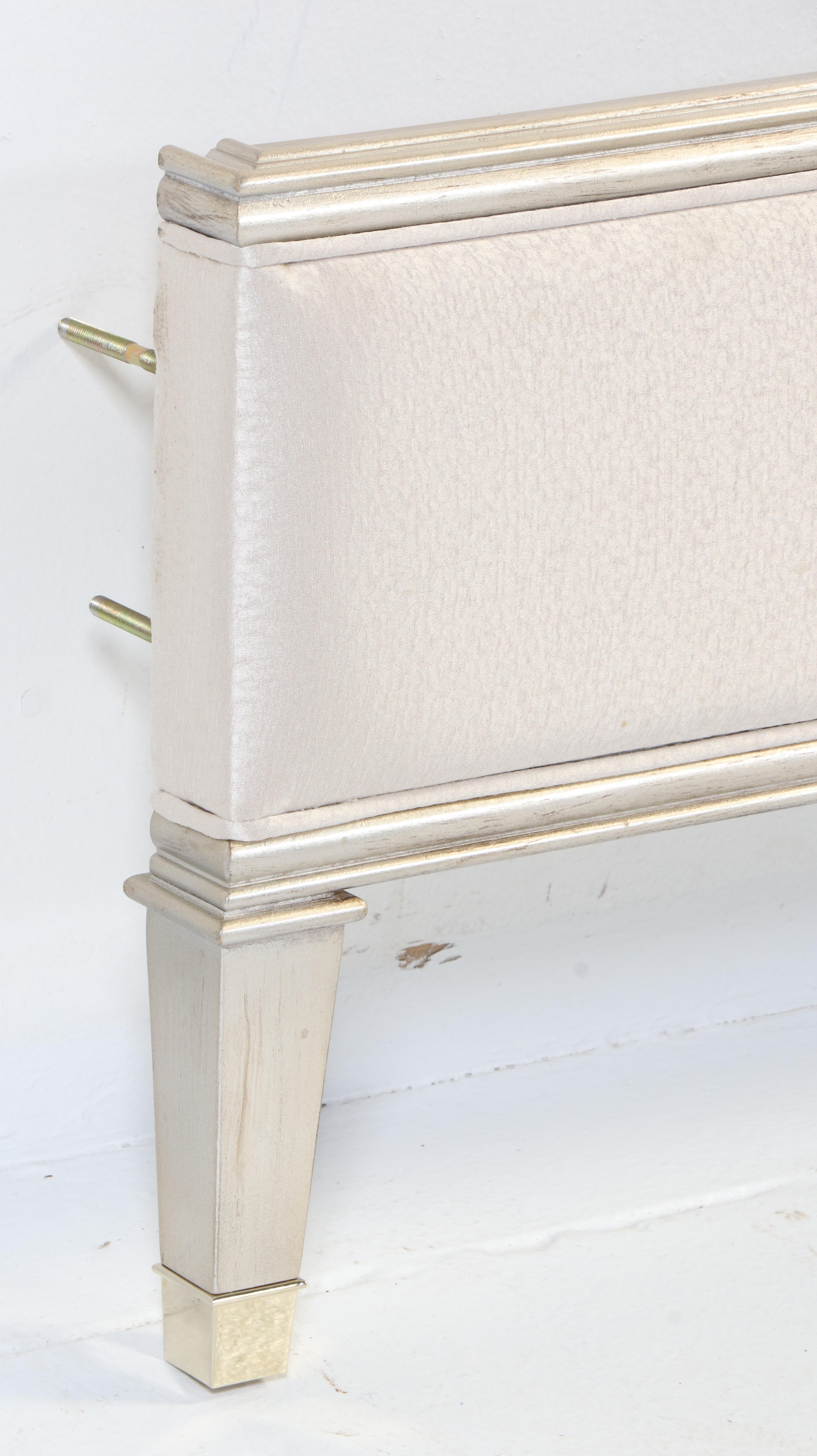 Markor International Furniture Silver-Painted and Upholstered King Bed Frame