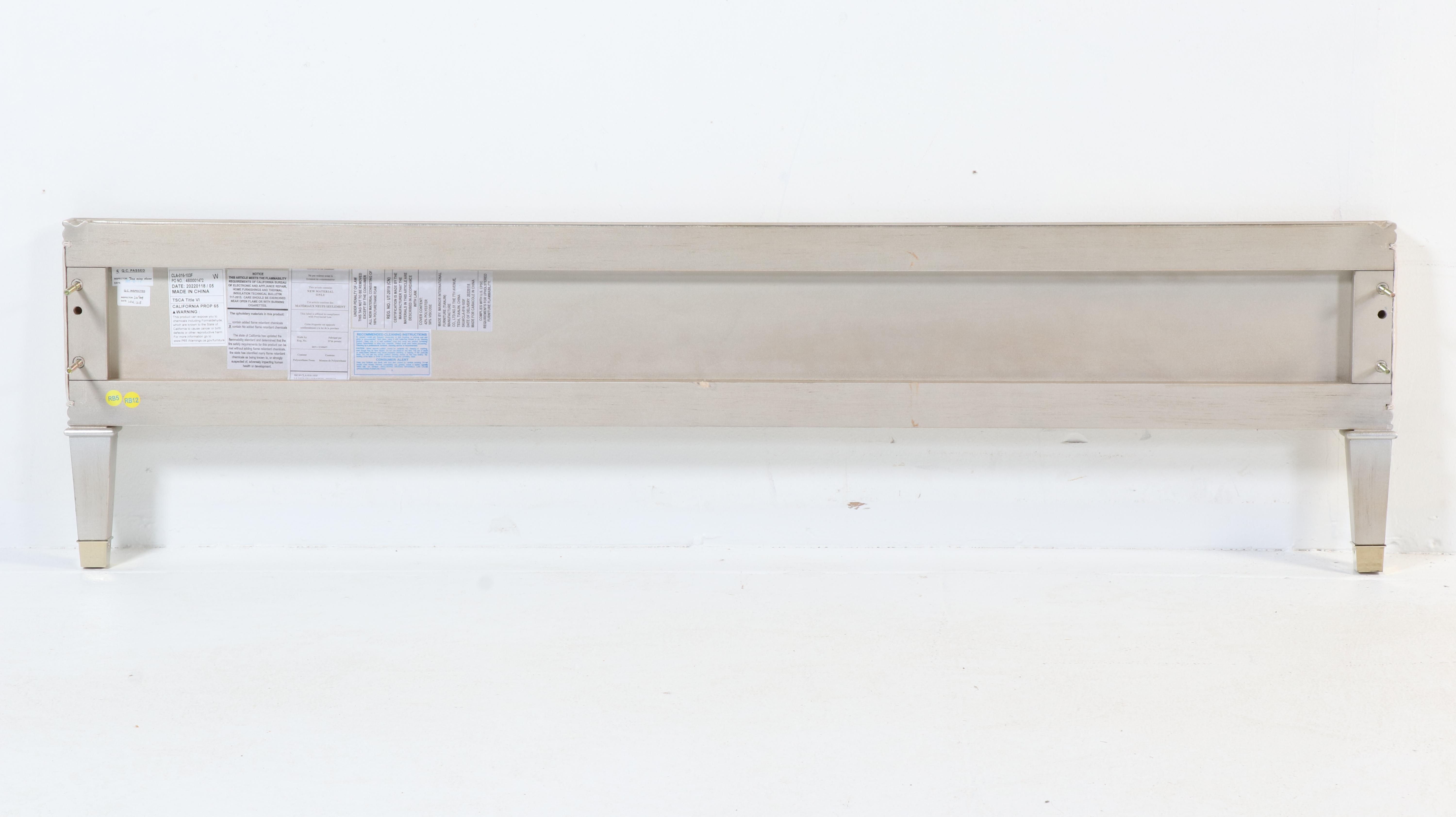 Markor International Furniture Silver-Painted and Upholstered King Bed Frame