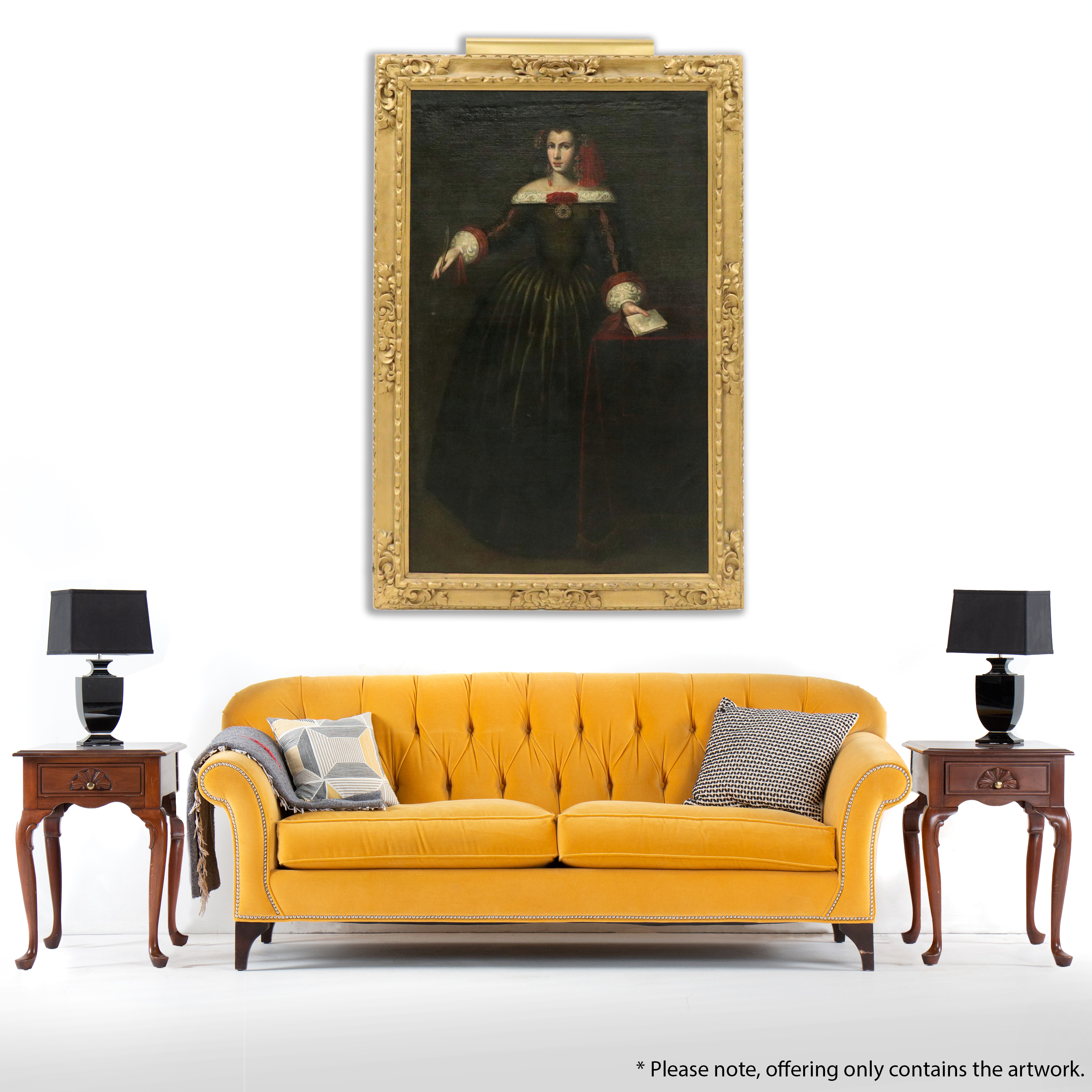 Oil Portrait of Spanish Noblewoman, Ascribed to Lorenzo Álvarez