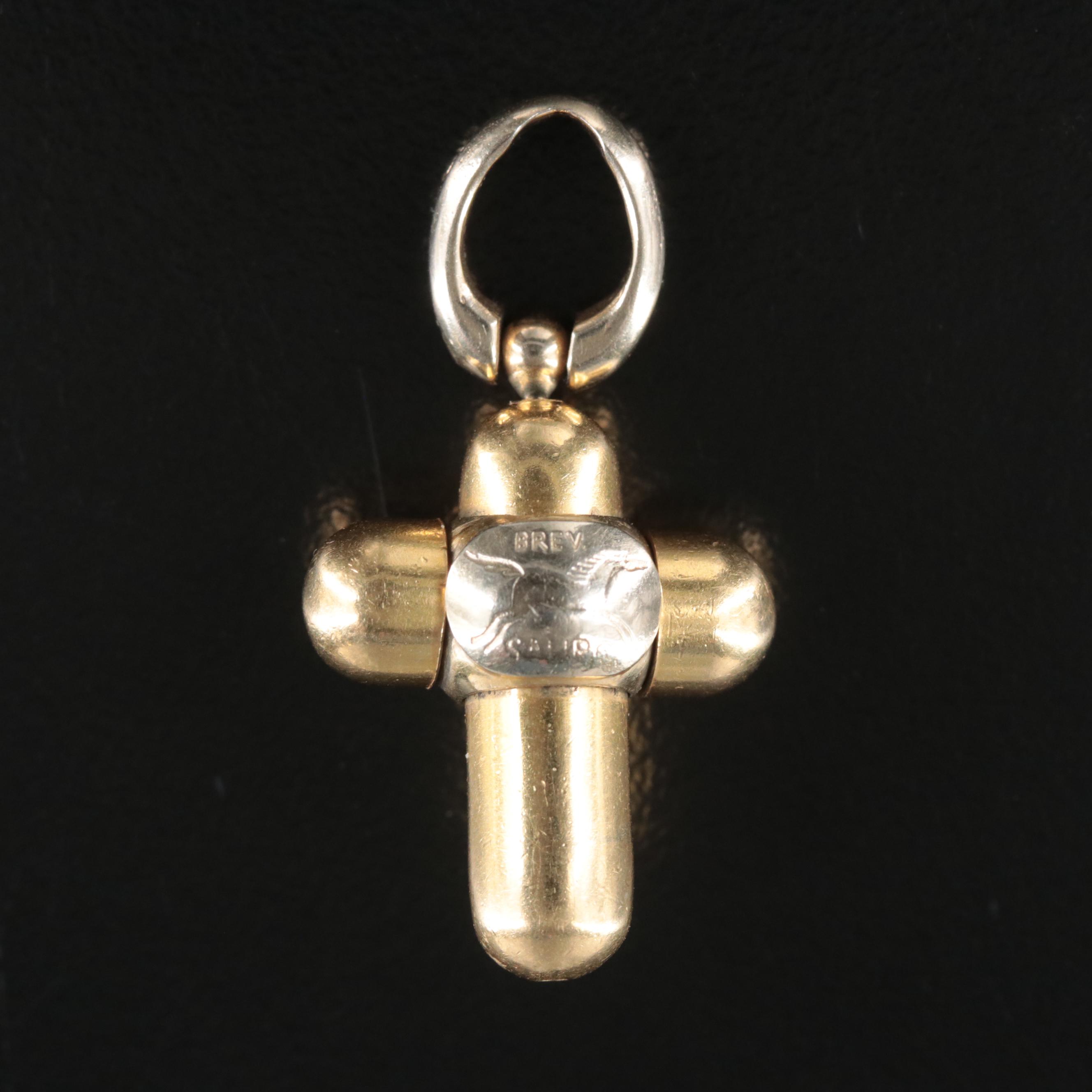 Sauro Italian 18K Two-Tone Gold Cross Pendant