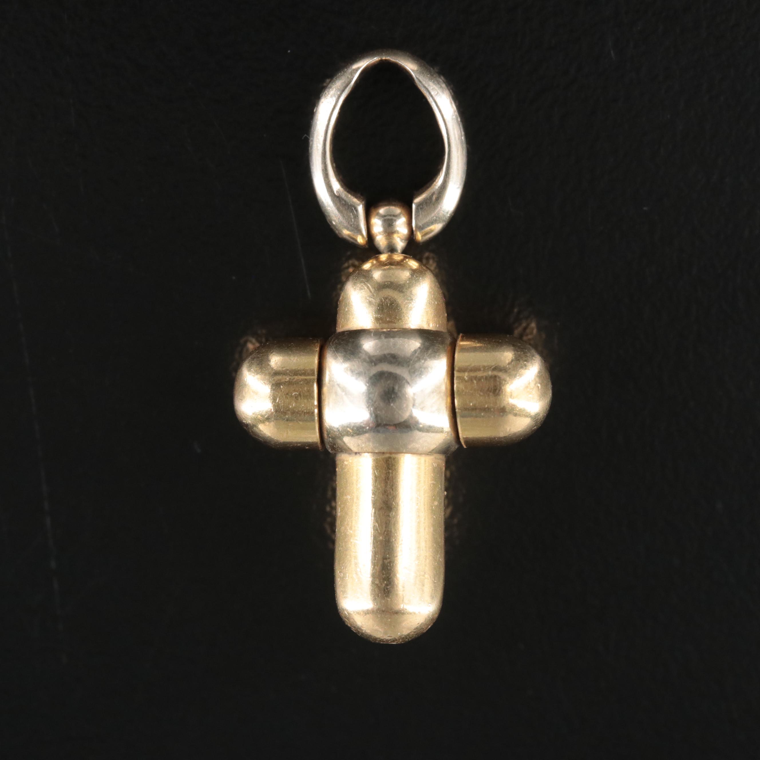 Sauro Italian 18K Two-Tone Gold Cross Pendant