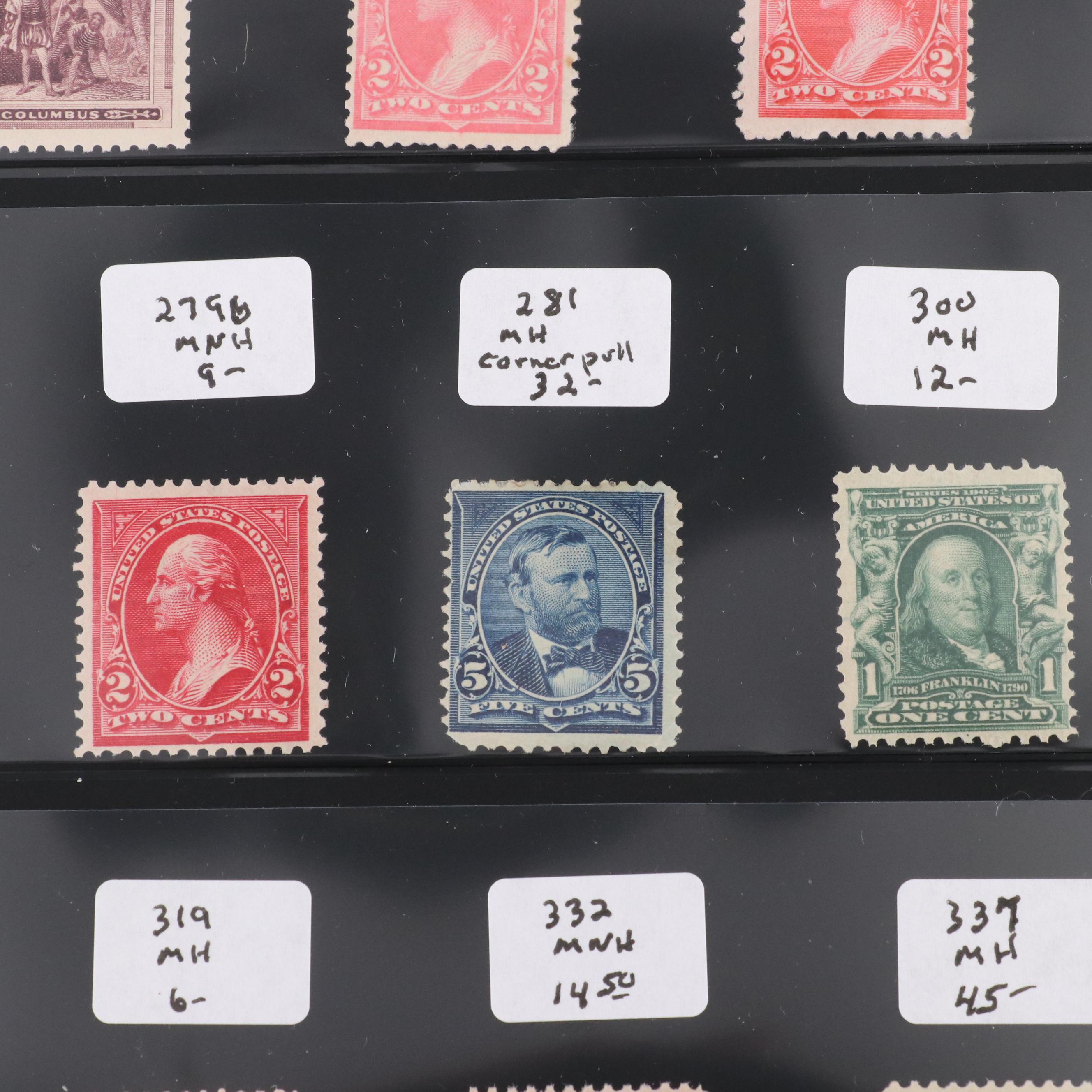 Twenty-Three Different Mint Condition Early U.S. Postage Stamps, Scott 230 - 372