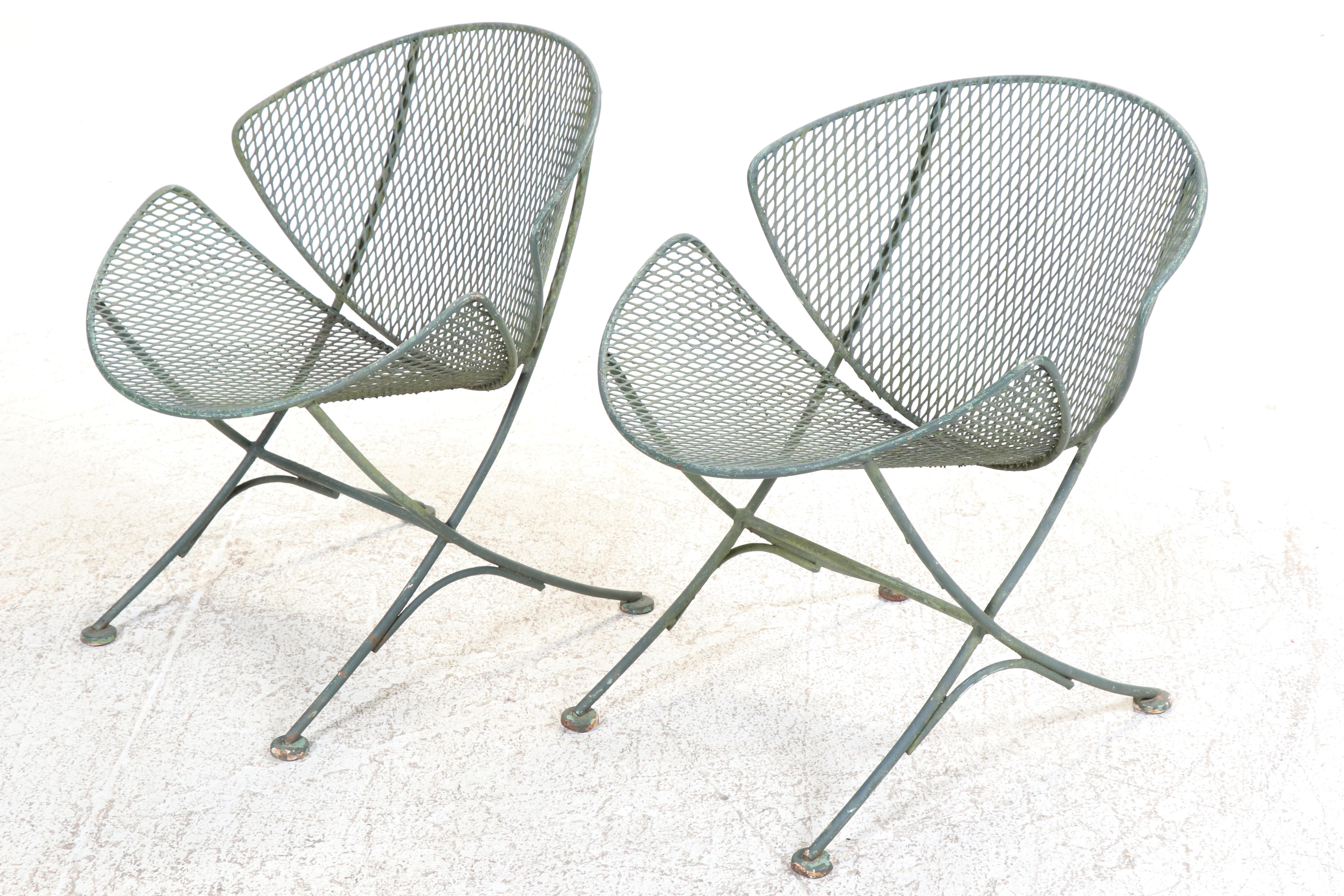 Pair of Maurizio Salterini Mid Century Modern Orange Slice Patio Chairs
