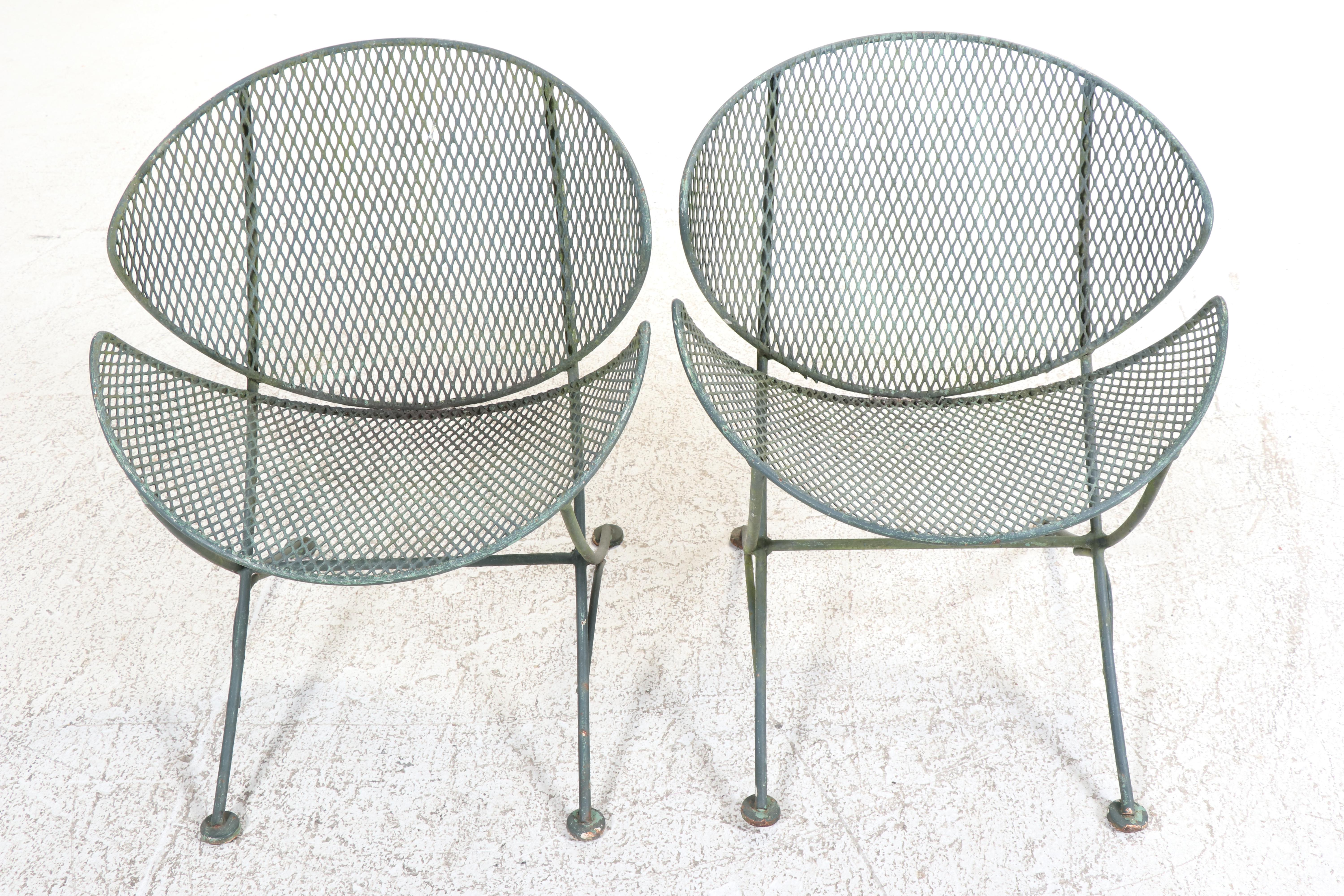 Pair of Maurizio Salterini Mid Century Modern Orange Slice Patio Chairs
