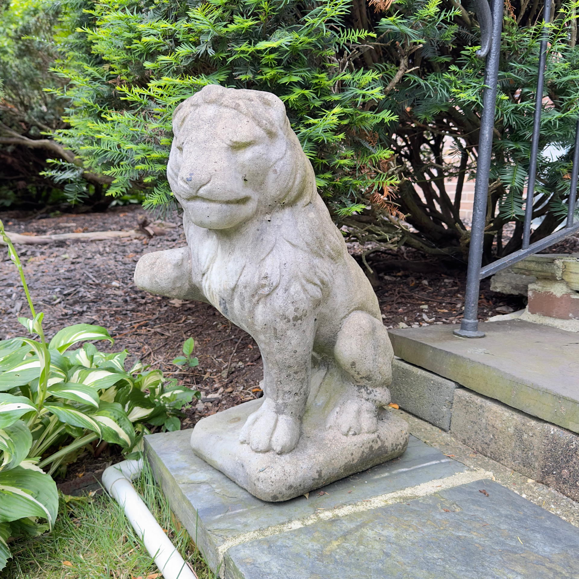 Pair of Cast Concrete Lion Garden Statues