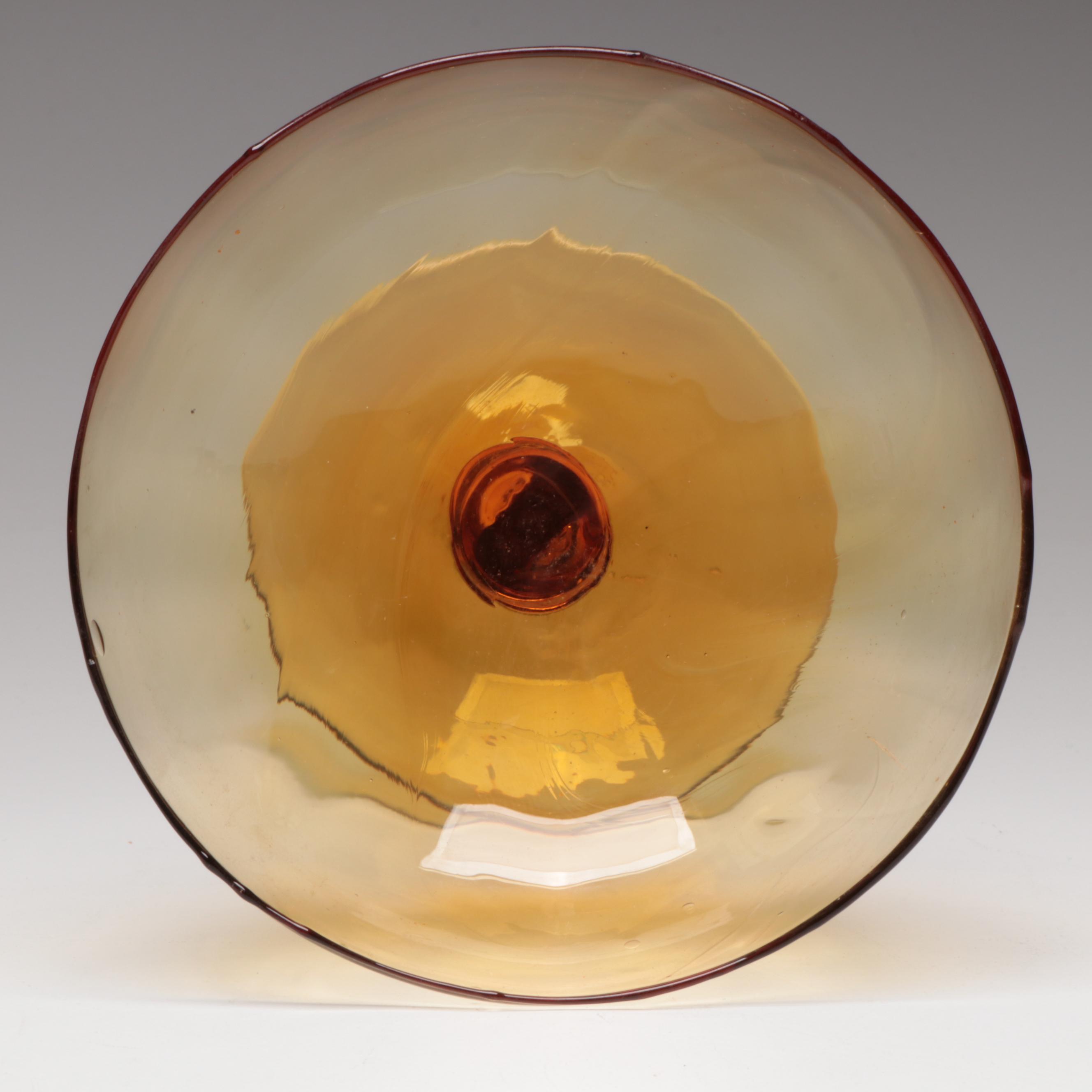 Victorian Style Cut Amber Glass Toothpick Holder with Other Amber Glass Décor