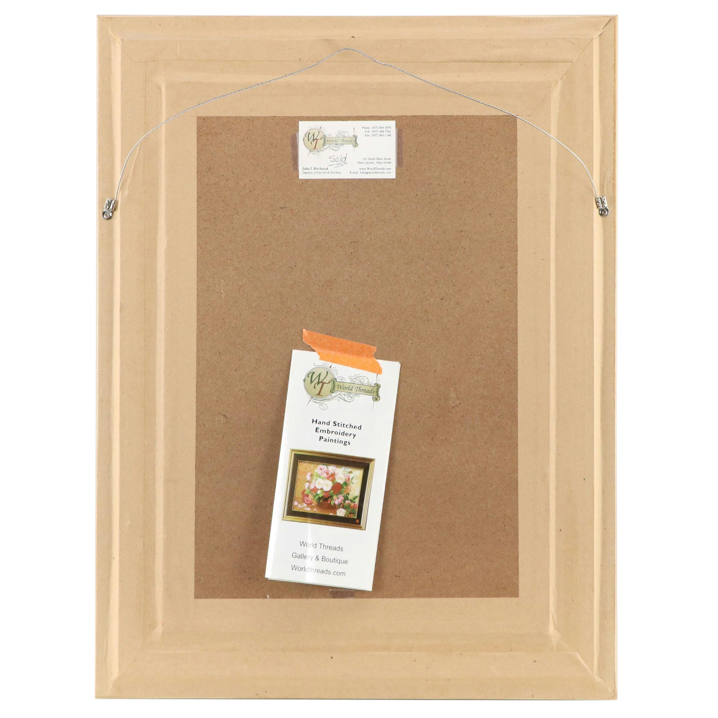 World Threads Handmade Embroidery Still Life of Flower Bouquet and Fruits