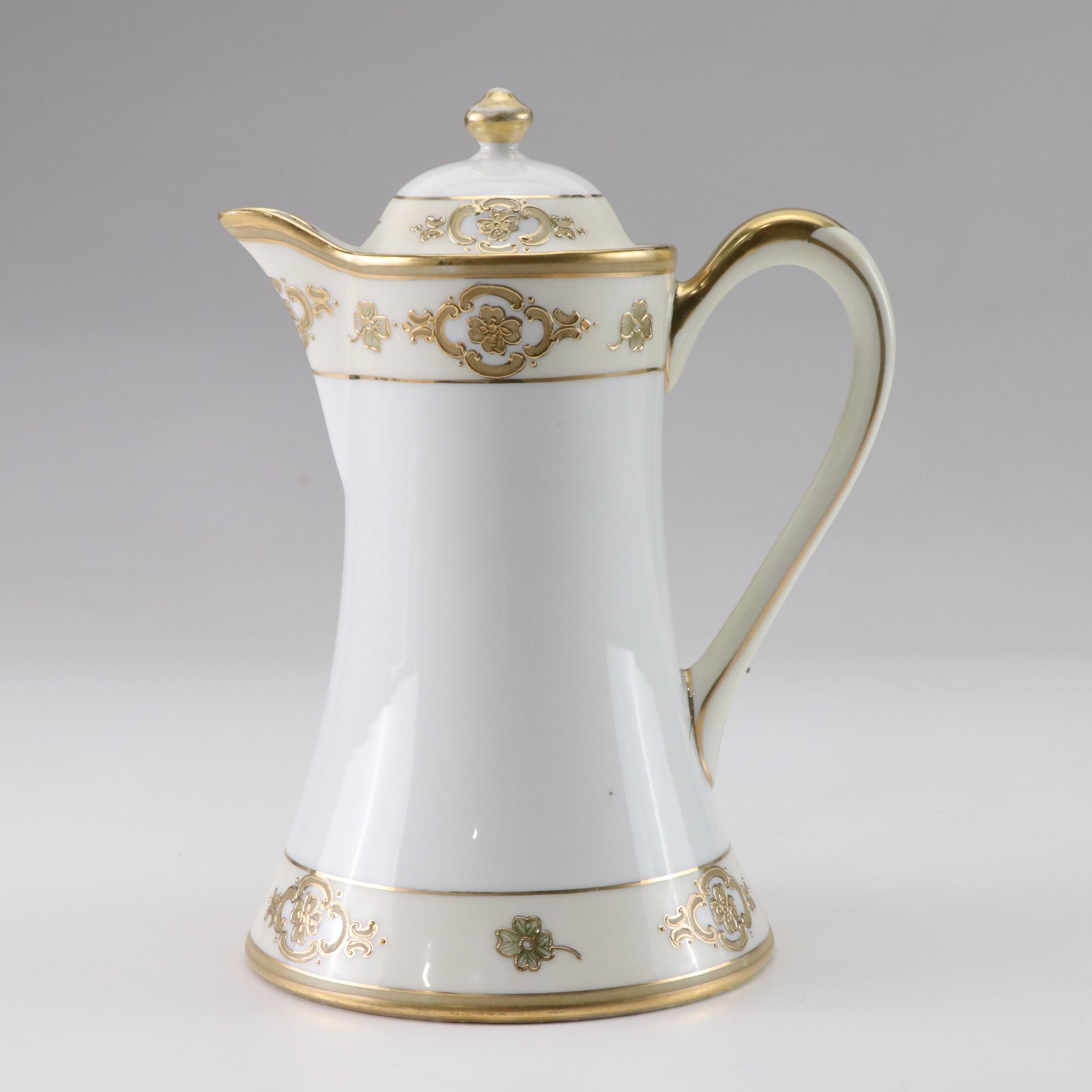 Hand Painted Nippon Porcelain Chocolate Pot, Late 19th to Early 20th Century