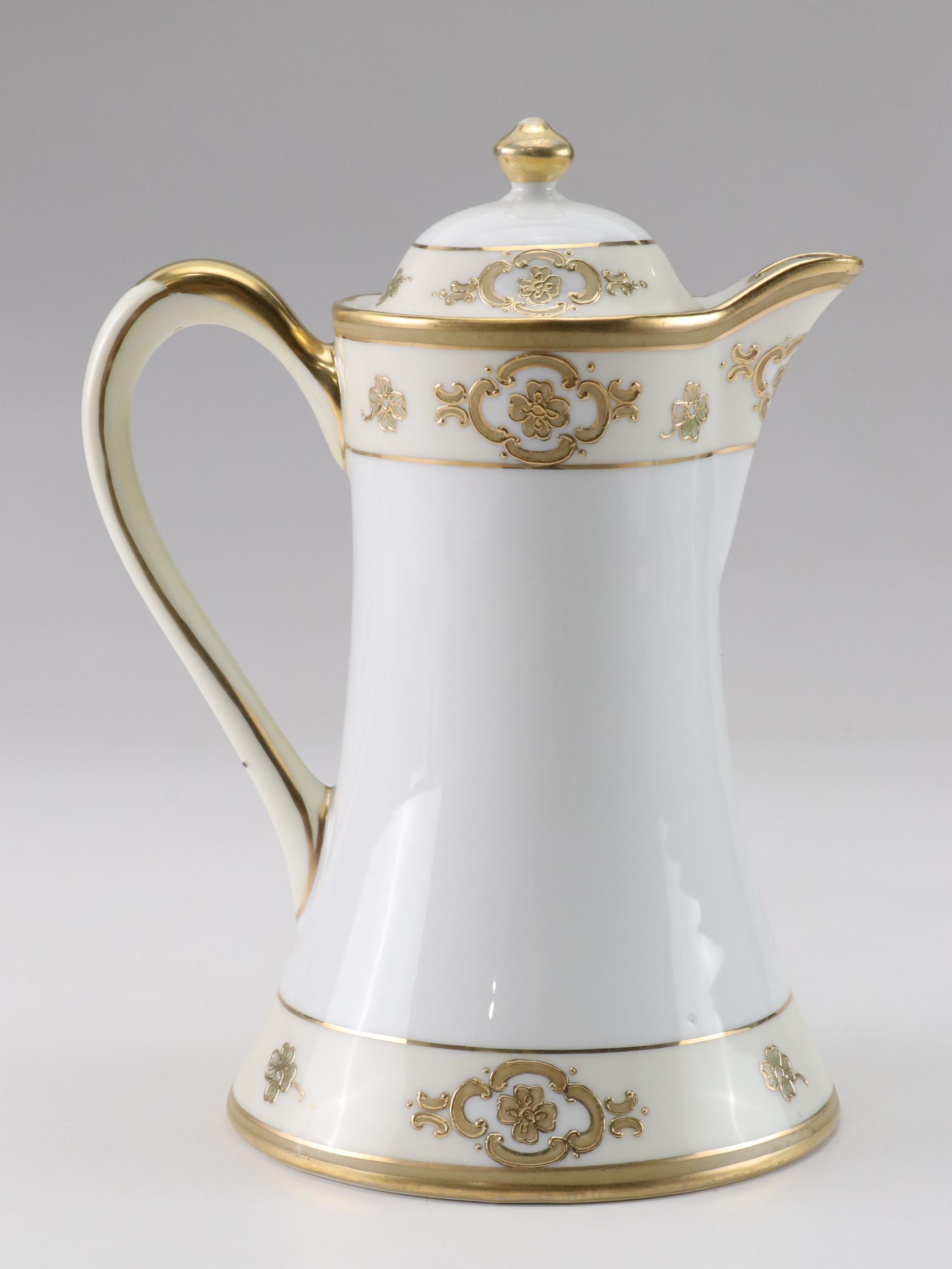 Hand Painted Nippon Porcelain Chocolate Pot, Late 19th to Early 20th Century