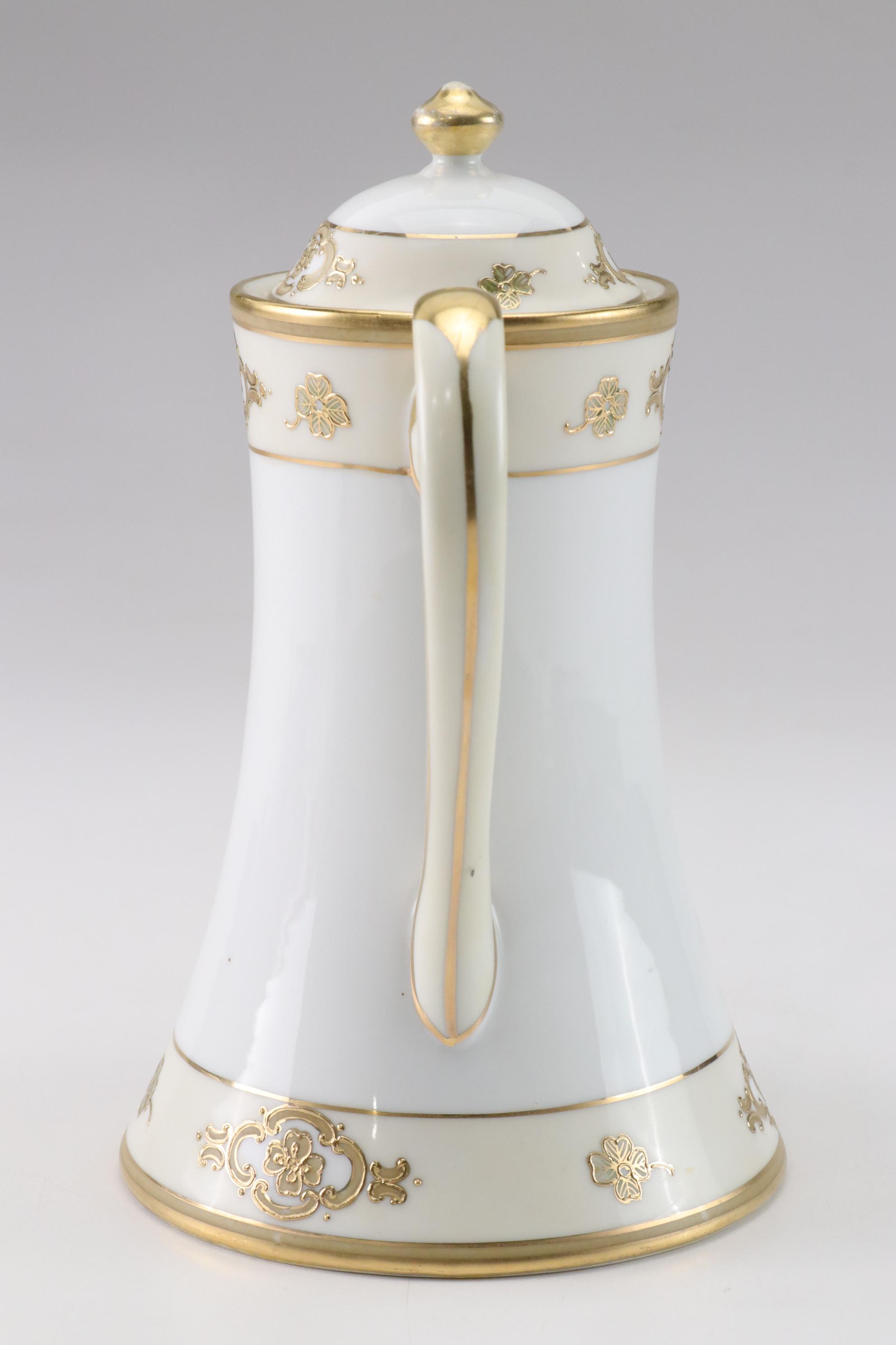 Hand Painted Nippon Porcelain Chocolate Pot, Late 19th to Early 20th Century