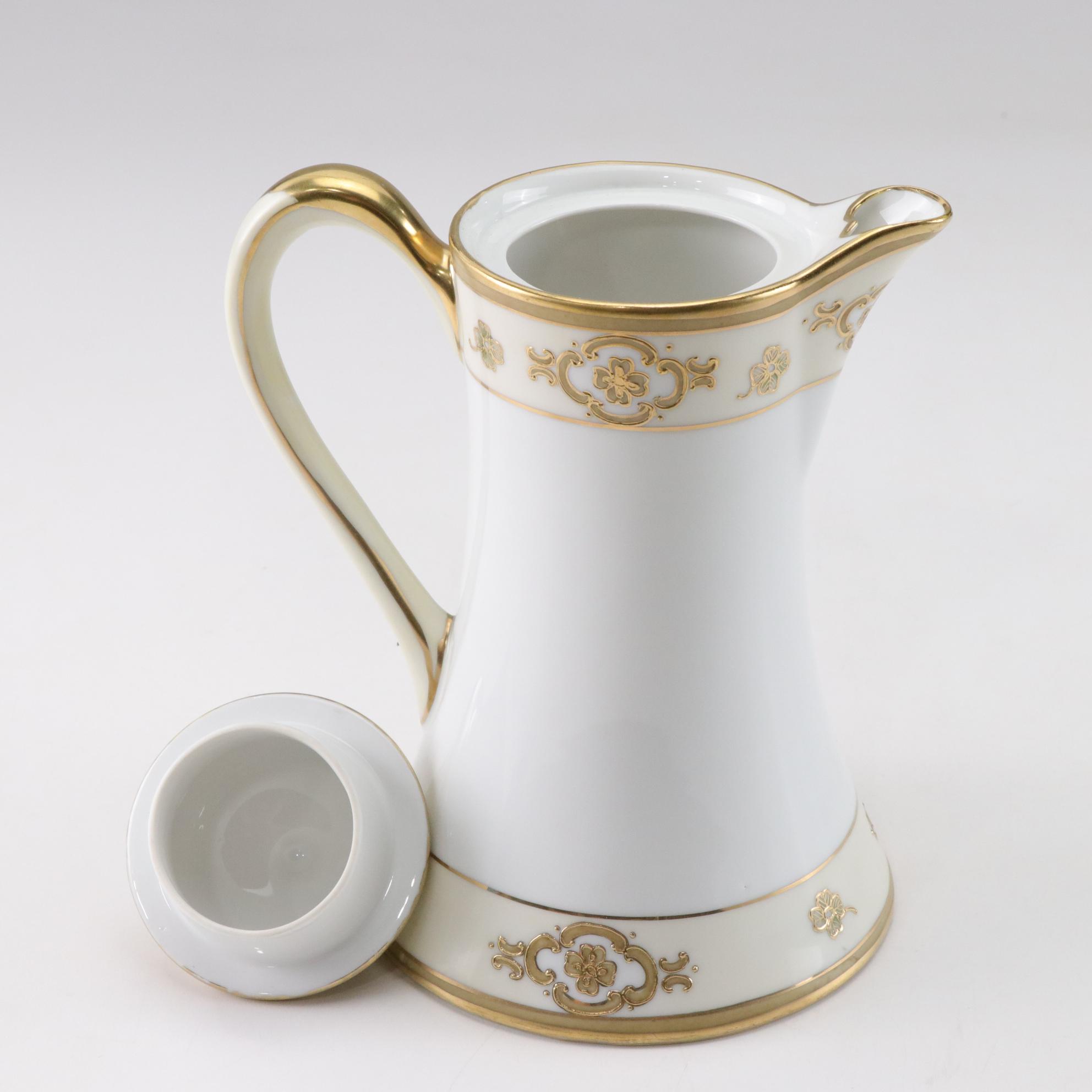 Hand Painted Nippon Porcelain Chocolate Pot, Late 19th to Early 20th Century