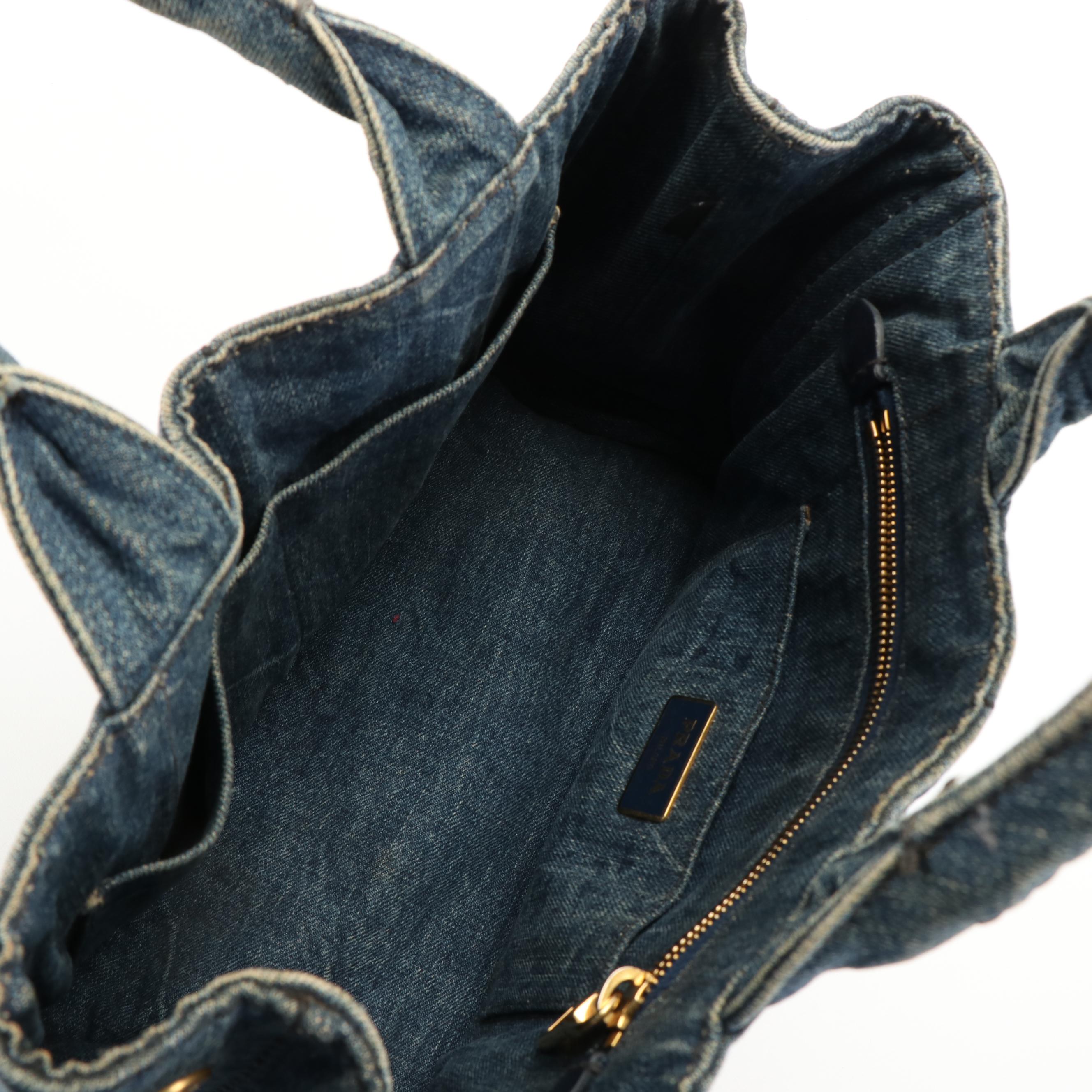 Prada Canapa Logo Denim Tote Bag
