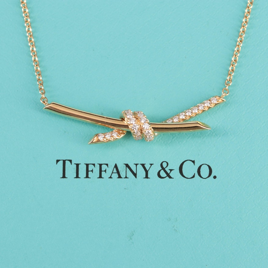 Tiffany & Co. Knot 18K 0.38 CTW Diamond Necklace