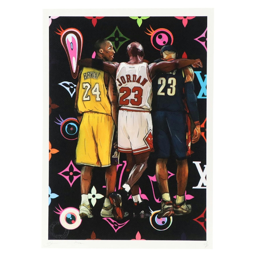 Death NYC Pop Art Graphic Print Featuring Lebron, Kobe, and Jordan, 21st Century