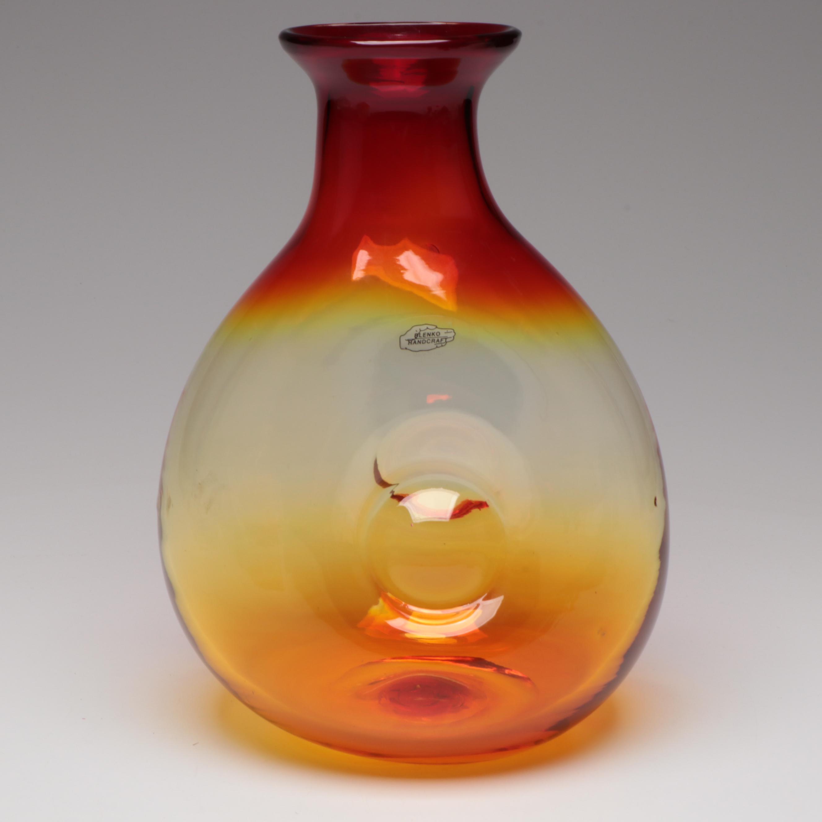 Blenko Glass Vase and Water Pitchers